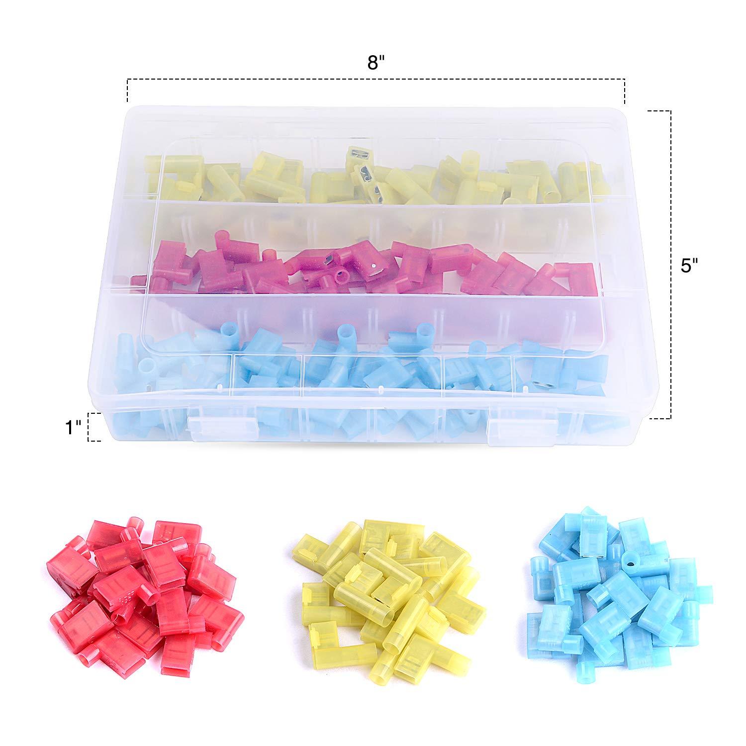 imageNilight 50022R 160pcs Nylon Fully Insulated MaleFemale Spade Crimp Quick Disconnects Wire Terminals Connector Set110PCS Flag Spade Crimp Terminals
