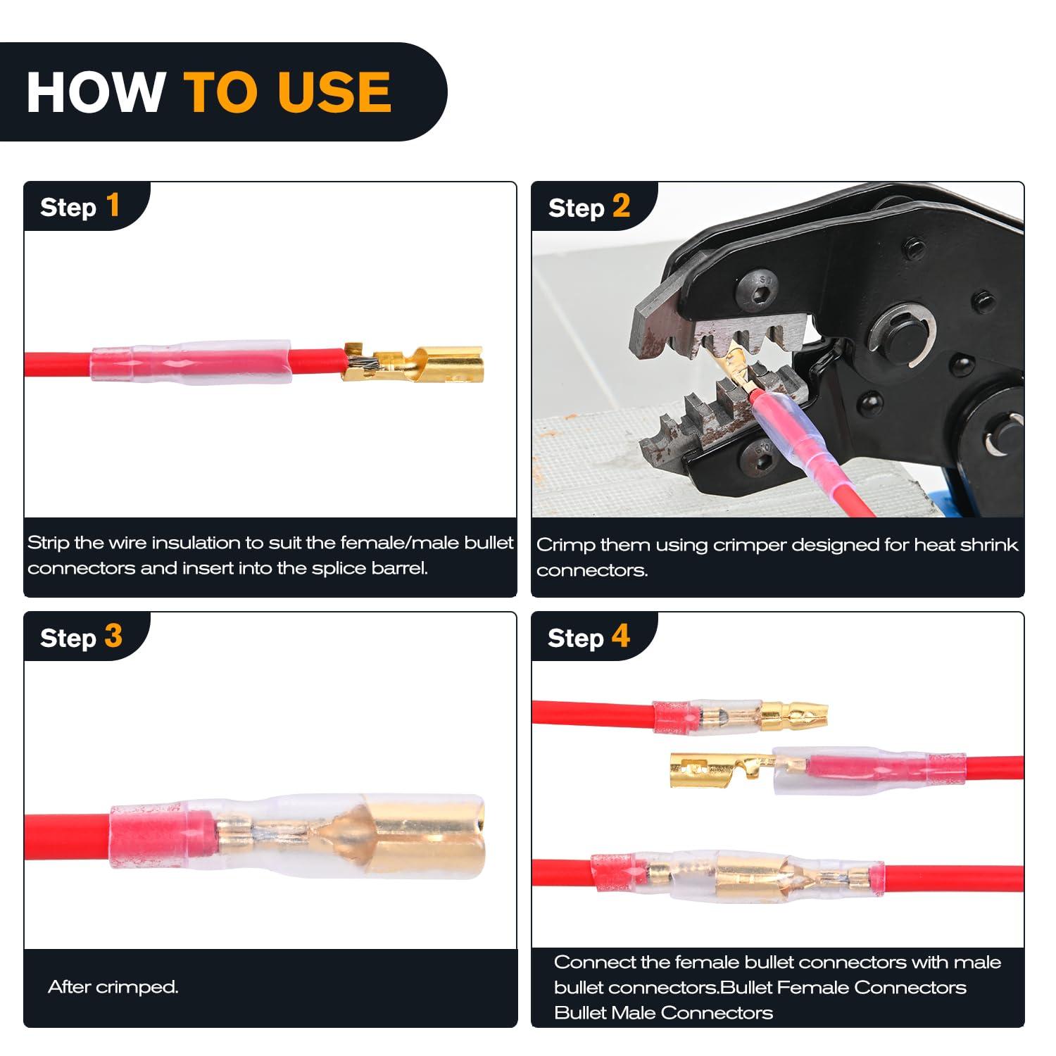 imageNilight 50022R 160pcs Nylon Fully Insulated MaleFemale Spade Crimp Quick Disconnects Wire Terminals Connector Set400PCS Bullet Connectors