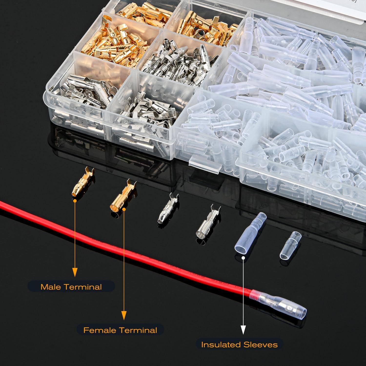 imageNilight 50022R 160pcs Nylon Fully Insulated MaleFemale Spade Crimp Quick Disconnects Wire Terminals Connector Set400PCS Bullet Connectors