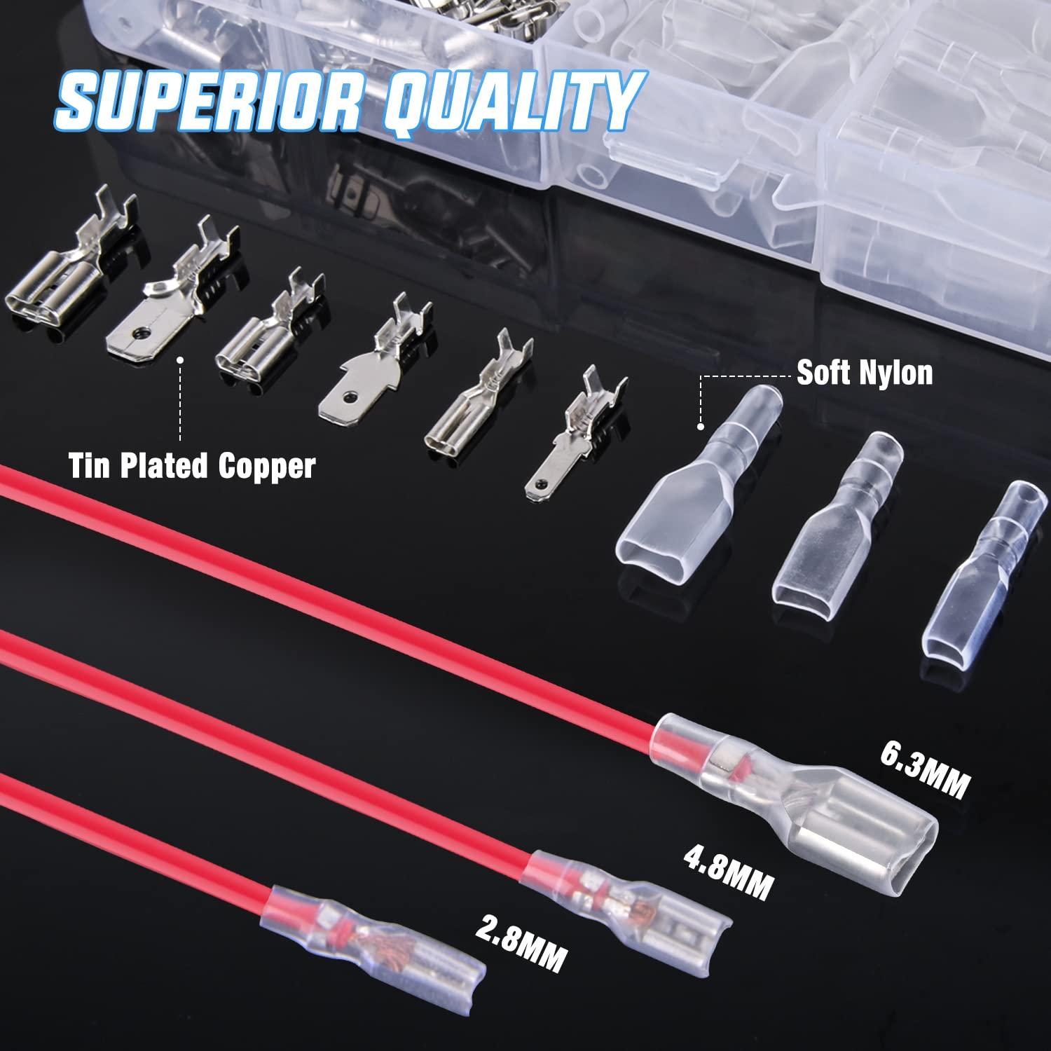 imageNilight 50022R 160pcs Nylon Fully Insulated MaleFemale Spade Crimp Quick Disconnects Wire Terminals Connector Set480PCS Crimp Terminals