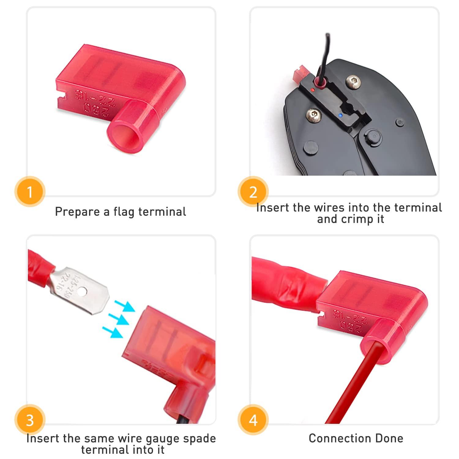 imageNilight 50047R 110pcs Nylon Flag Spade Female Insulated Quick Disconnects 2218 1614 1210 Gauge Electrical Crimp Terminals Connector Assortment Set110PCS Flag Spade Crimp Terminals