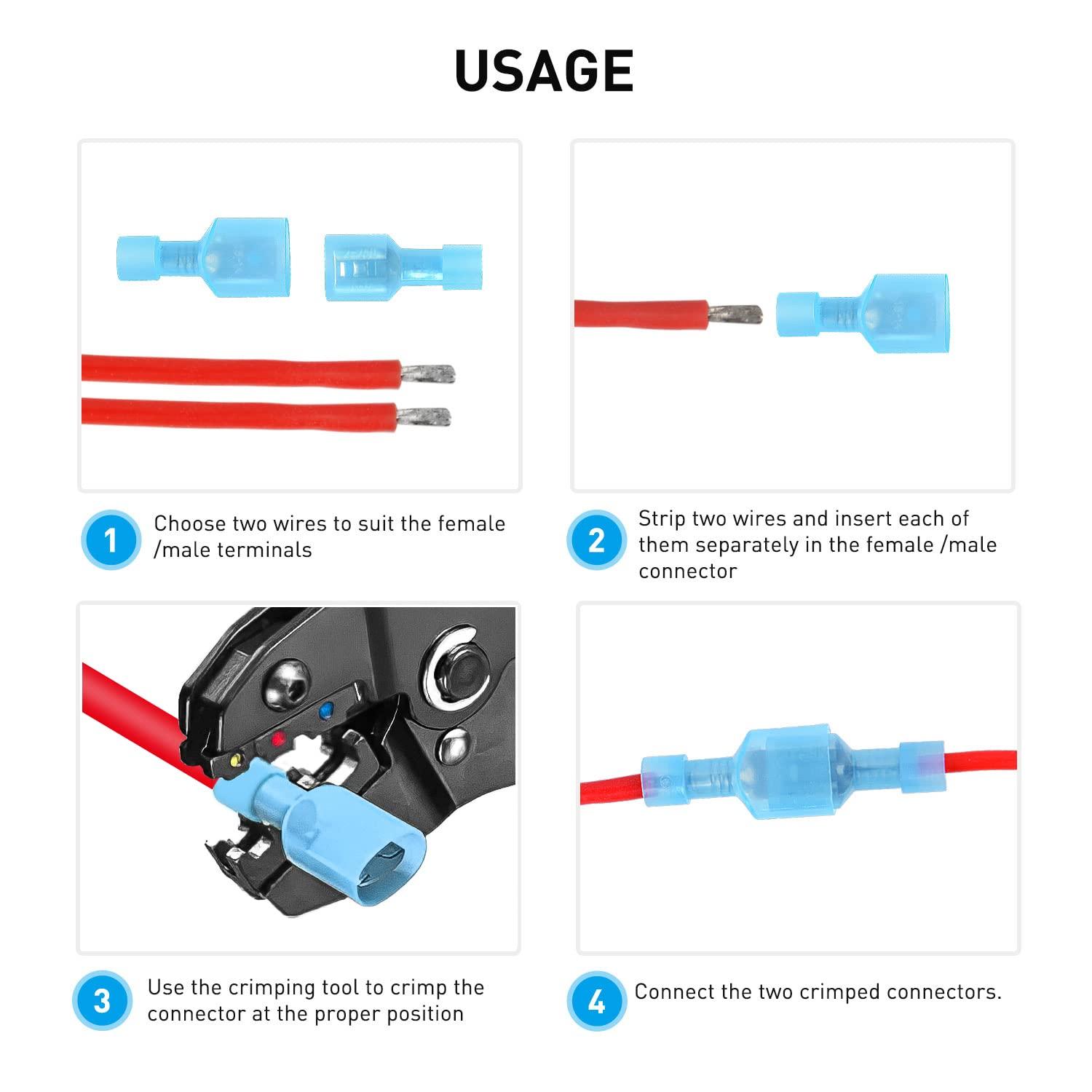 imageNilight 50047R 110pcs Nylon Flag Spade Female Insulated Quick Disconnects 2218 1614 1210 Gauge Electrical Crimp Terminals Connector Assortment Set200PCS Spade Terminal