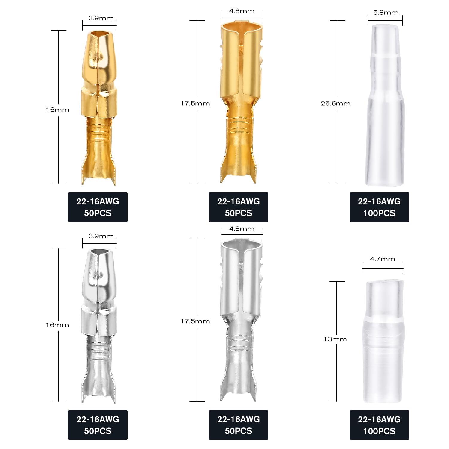 imageNilight 50047R 110pcs Nylon Flag Spade Female Insulated Quick Disconnects 2218 1614 1210 Gauge Electrical Crimp Terminals Connector Assortment Set400PCS Bullet Connectors