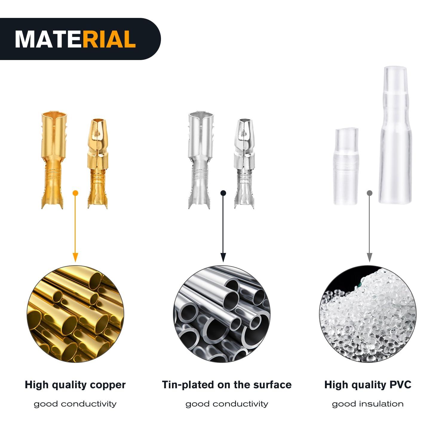 imageNilight 50047R 110pcs Nylon Flag Spade Female Insulated Quick Disconnects 2218 1614 1210 Gauge Electrical Crimp Terminals Connector Assortment Set400PCS Bullet Connectors