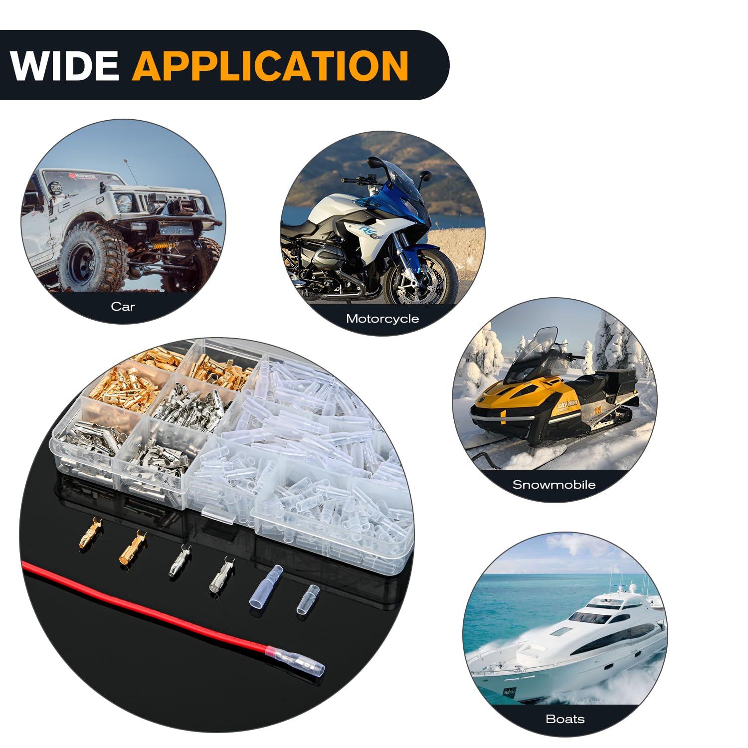 imageNilight 50047R 110pcs Nylon Flag Spade Female Insulated Quick Disconnects 2218 1614 1210 Gauge Electrical Crimp Terminals Connector Assortment Set400PCS Bullet Connectors