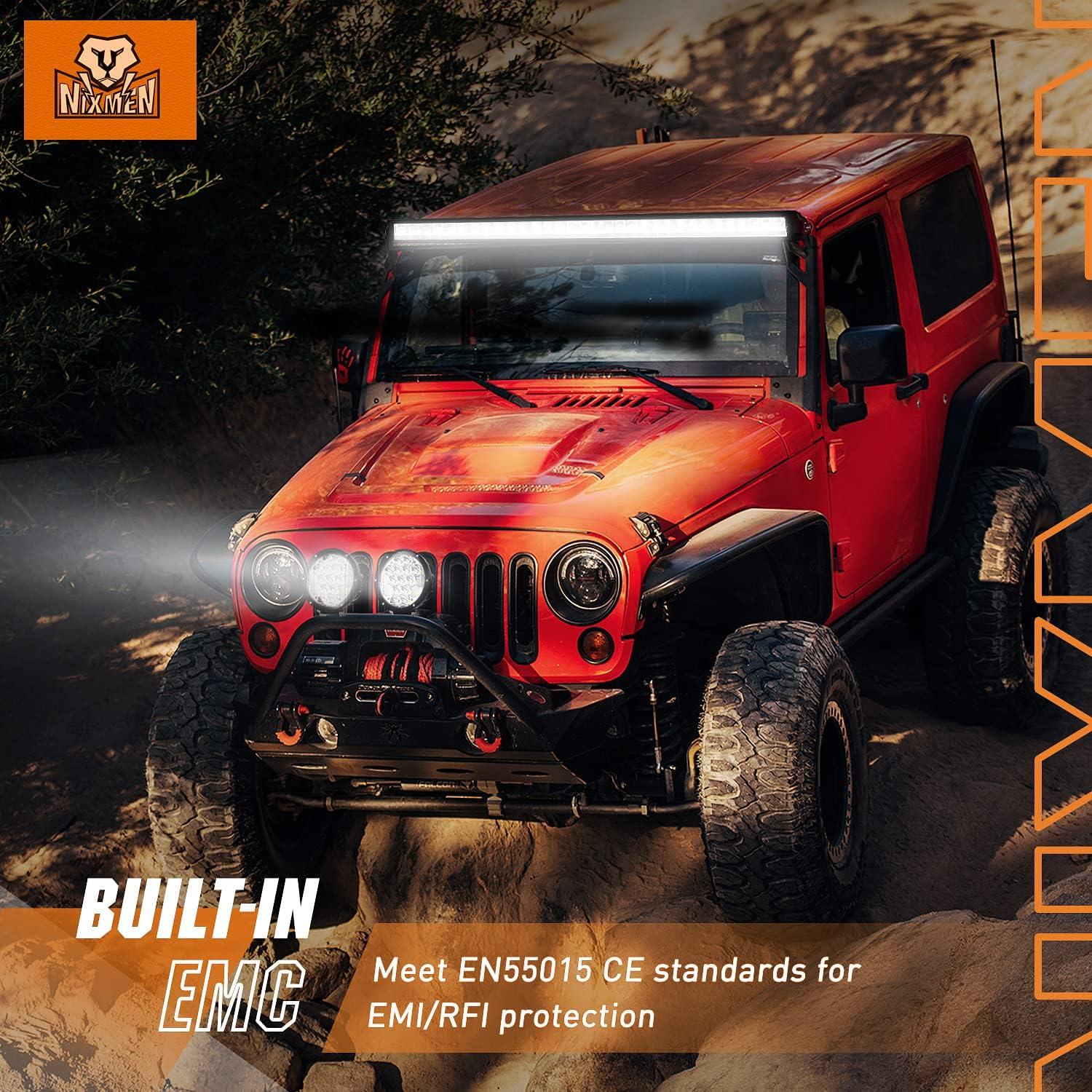 imageNilight 505 Inch Single Row Slim LED Light Bar 165W 17675LM AntiGlare Flood Spot Combo DRL Offroad Lamp IP68 w 14AWG DT Wiring Kit for Pickup Truck SUV ATV UTV Boat 4x4 Jeep