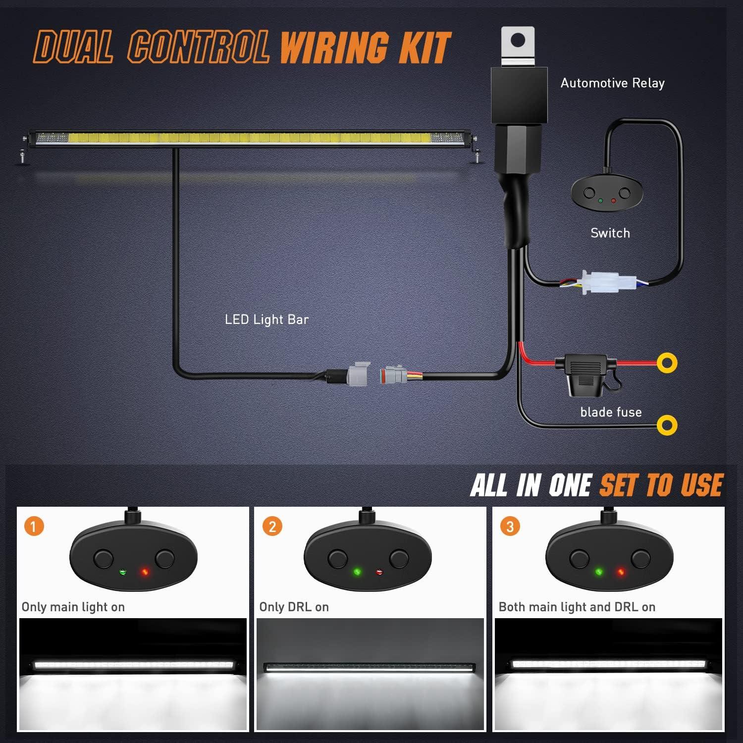 imageNilight 505 Inch Single Row Slim LED Light Bar 165W 17675LM AntiGlare Flood Spot Combo DRL Offroad Lamp IP68 w 14AWG DT Wiring Kit for Pickup Truck SUV ATV UTV Boat 4x4 Jeep