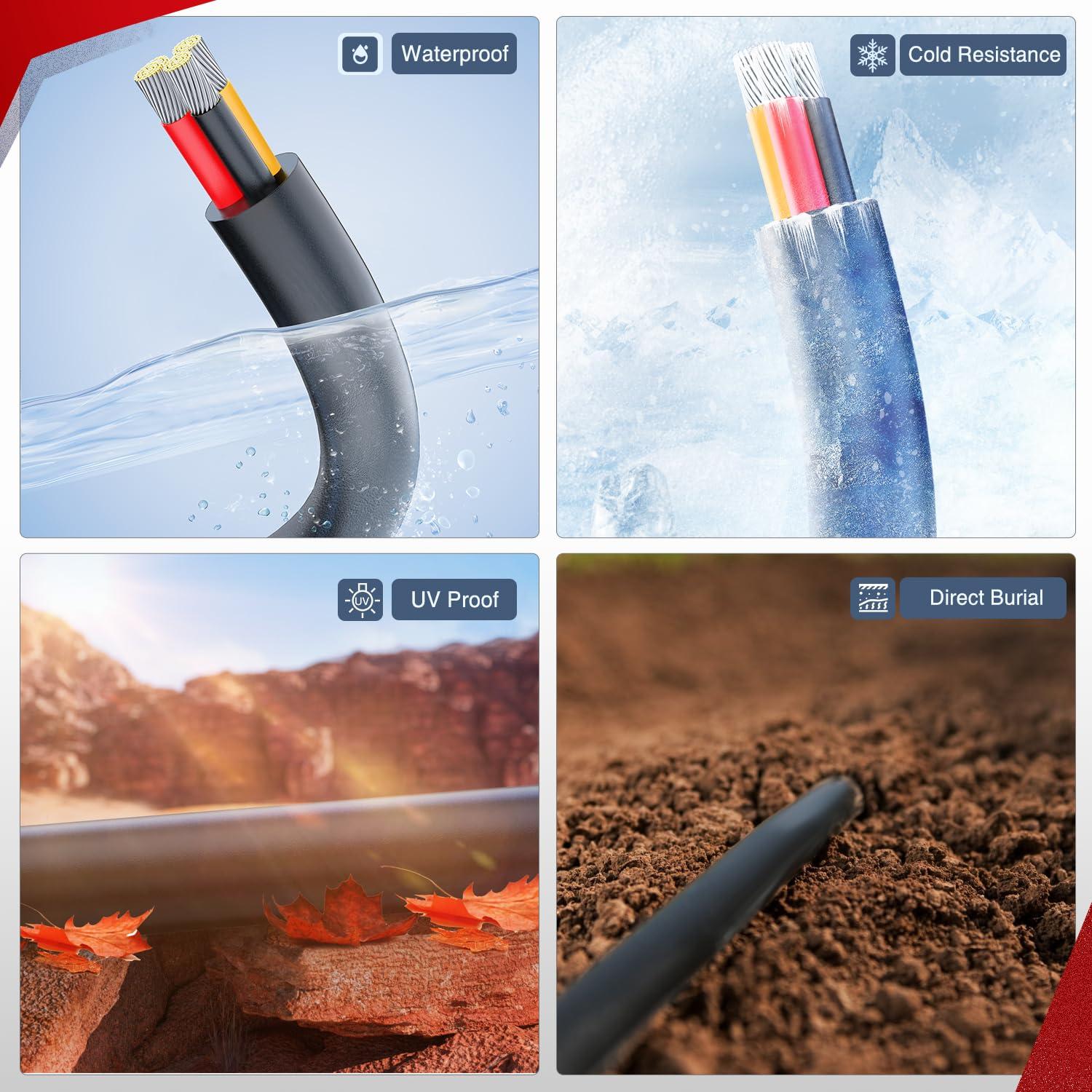 imageNilight 50FT 20 Gauge 3 Conductor Electrical Wire Tinned Oxygen Free Copper Red Black Yellow 3 Wires Parallel 600V DC Flexible PVC Case Extension Cords for LED Strips Lamps Lighting3 Conductor