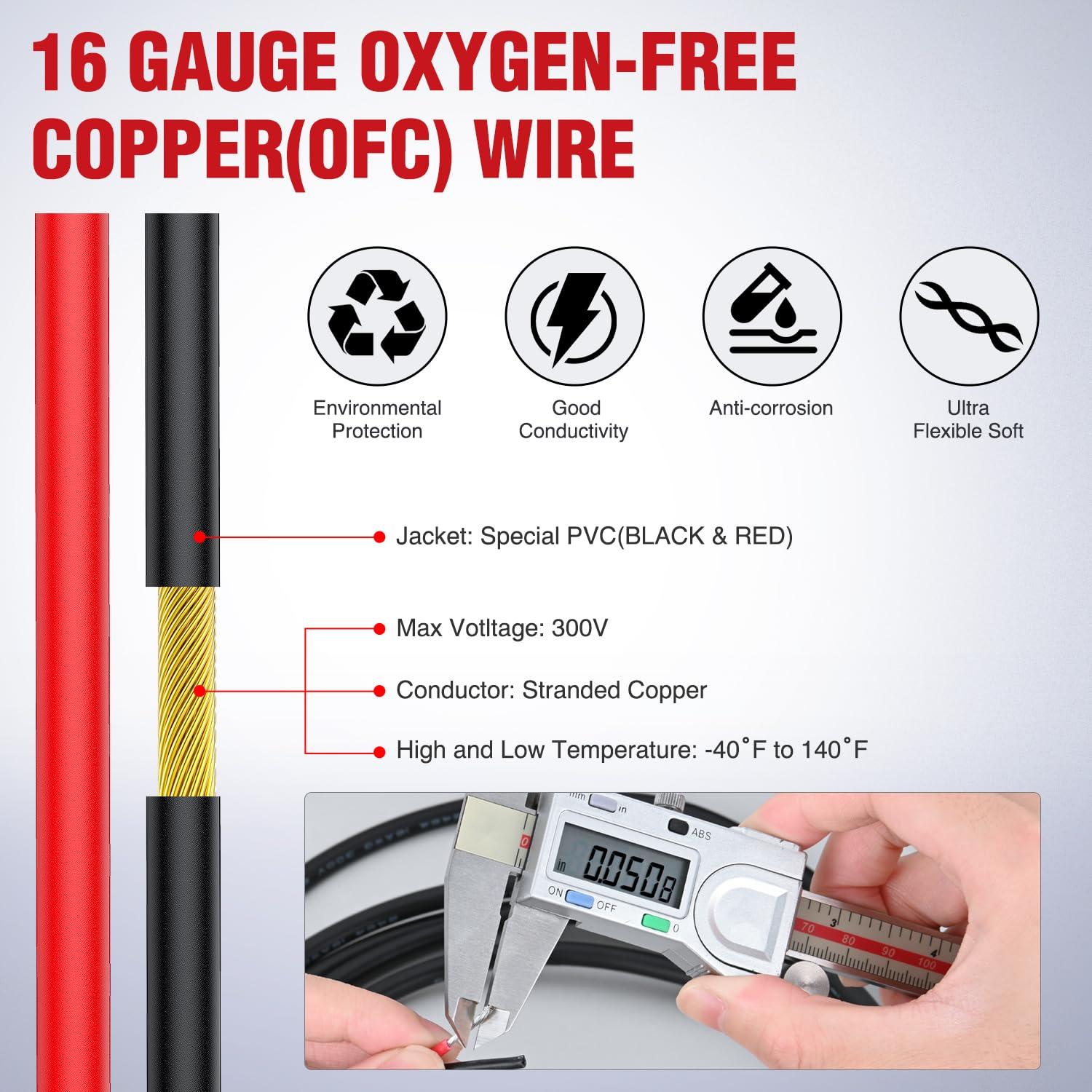 imageNilight 50FT 20 Gauge 3 Conductor Electrical Wire Tinned Oxygen Free Copper Red Black Yellow 3 Wires Parallel 600V DC Flexible PVC Case Extension Cords for LED Strips Lamps Lighting2 Conductor