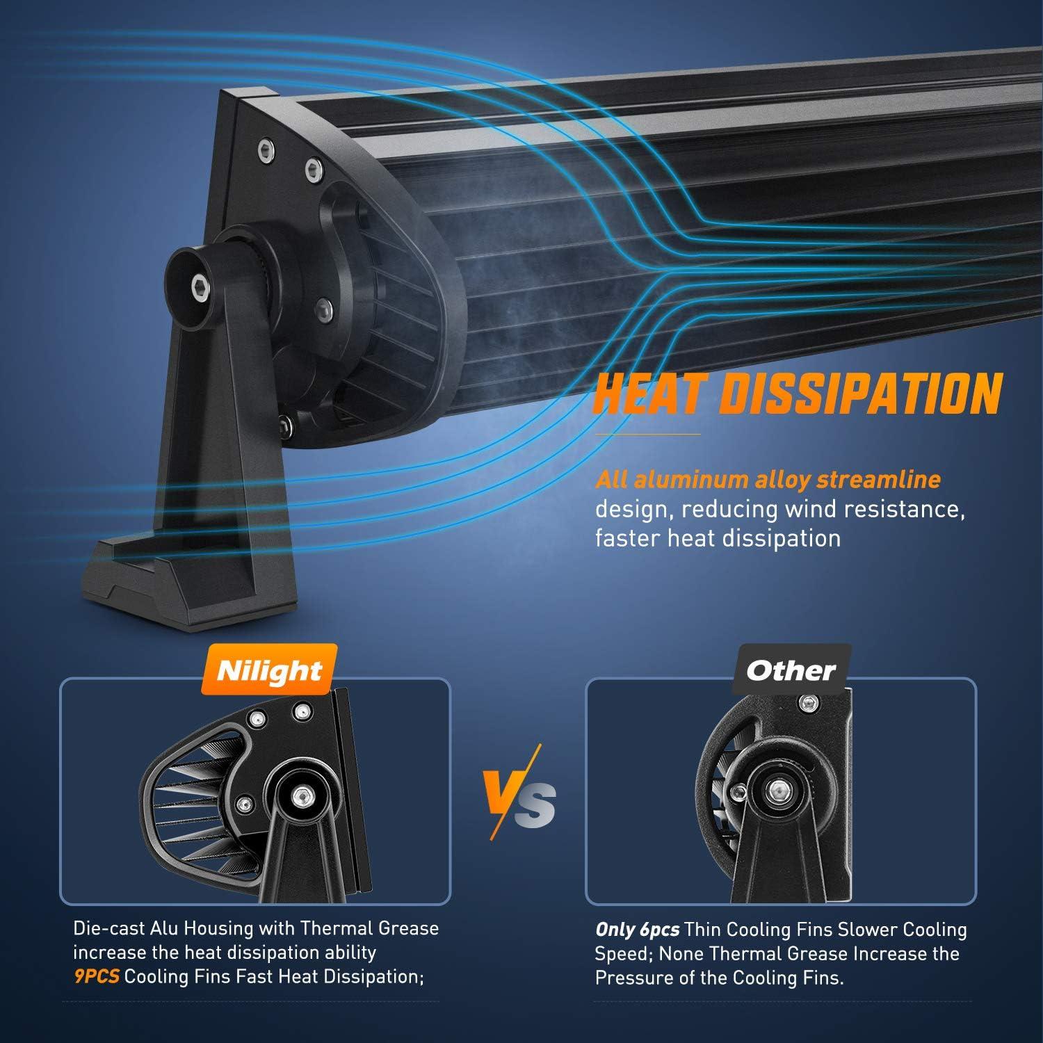 imageNilight 52 Inch LED Light Bar 783 LED Chips Curved Triple Row Fog Light Yellow Beam Spot Flood Combo High Power LED Driving Lights Off Road Lights for Trucks SUV UTV ATV Truck Van 4x4 Boat52Inch Curved Lights Black Shell