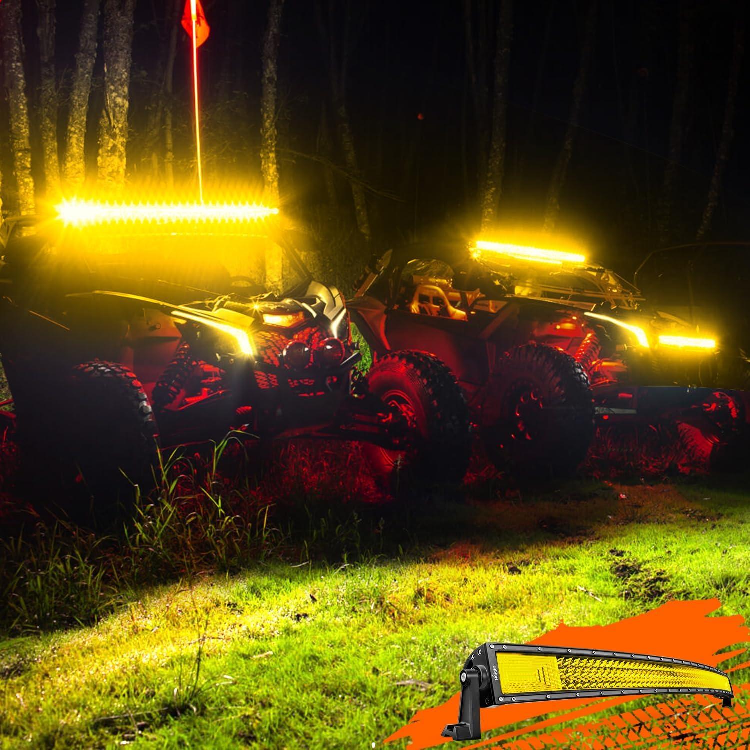 imageNilight 52 Inch LED Light Bar 783 LED Chips Curved Triple Row Fog Light Yellow Beam Spot Flood Combo High Power LED Driving Lights Off Road Lights for Trucks SUV UTV ATV Truck Van 4x4 Boat52Inch Curved Lights  Yellow