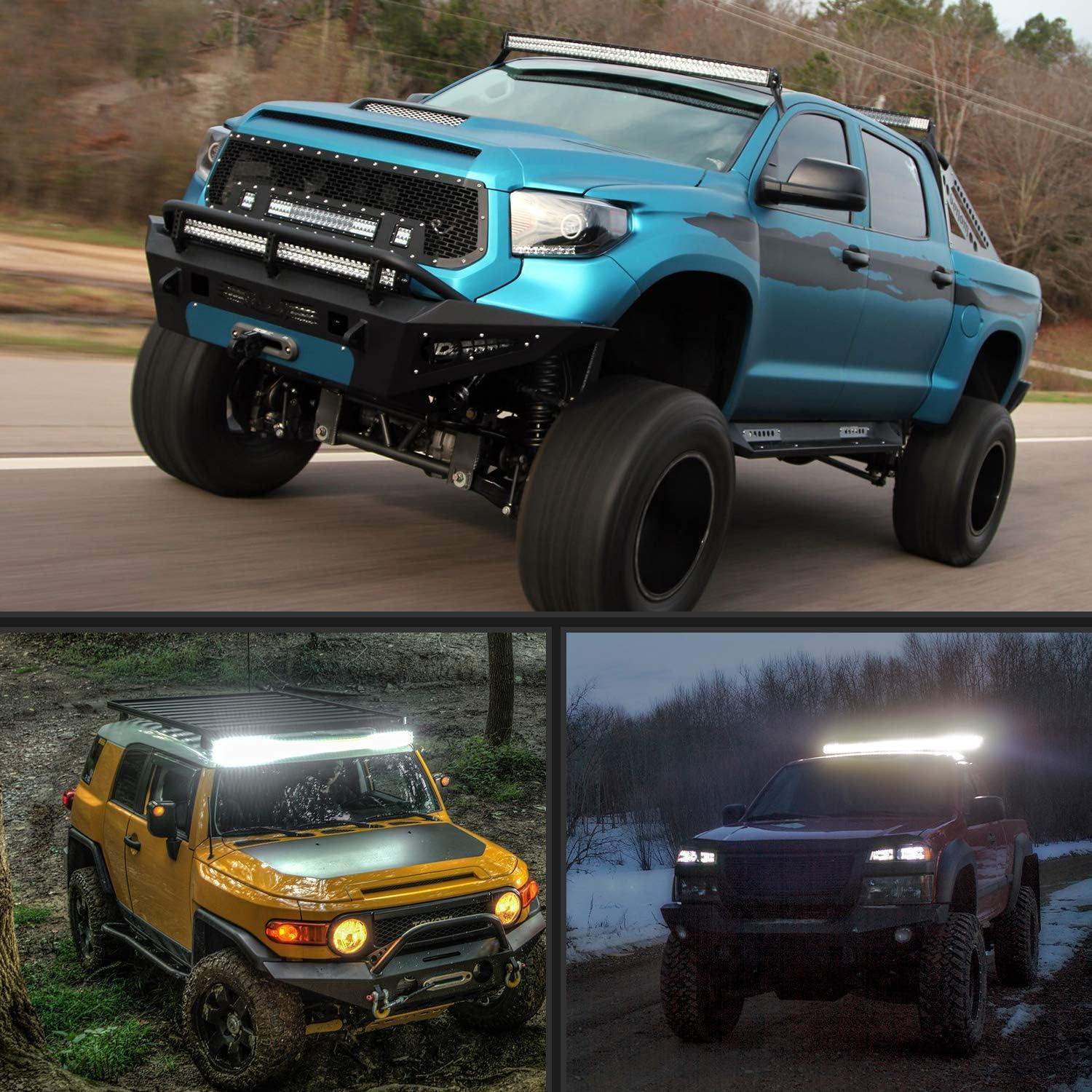 imageNilight 52 Inch LED Light Bar 783 LED Chips Curved Triple Row Fog Light Yellow Beam Spot Flood Combo High Power LED Driving Lights Off Road Lights for Trucks SUV UTV ATV Truck Van 4x4 Boat52Inch Straight Lights Black Shell