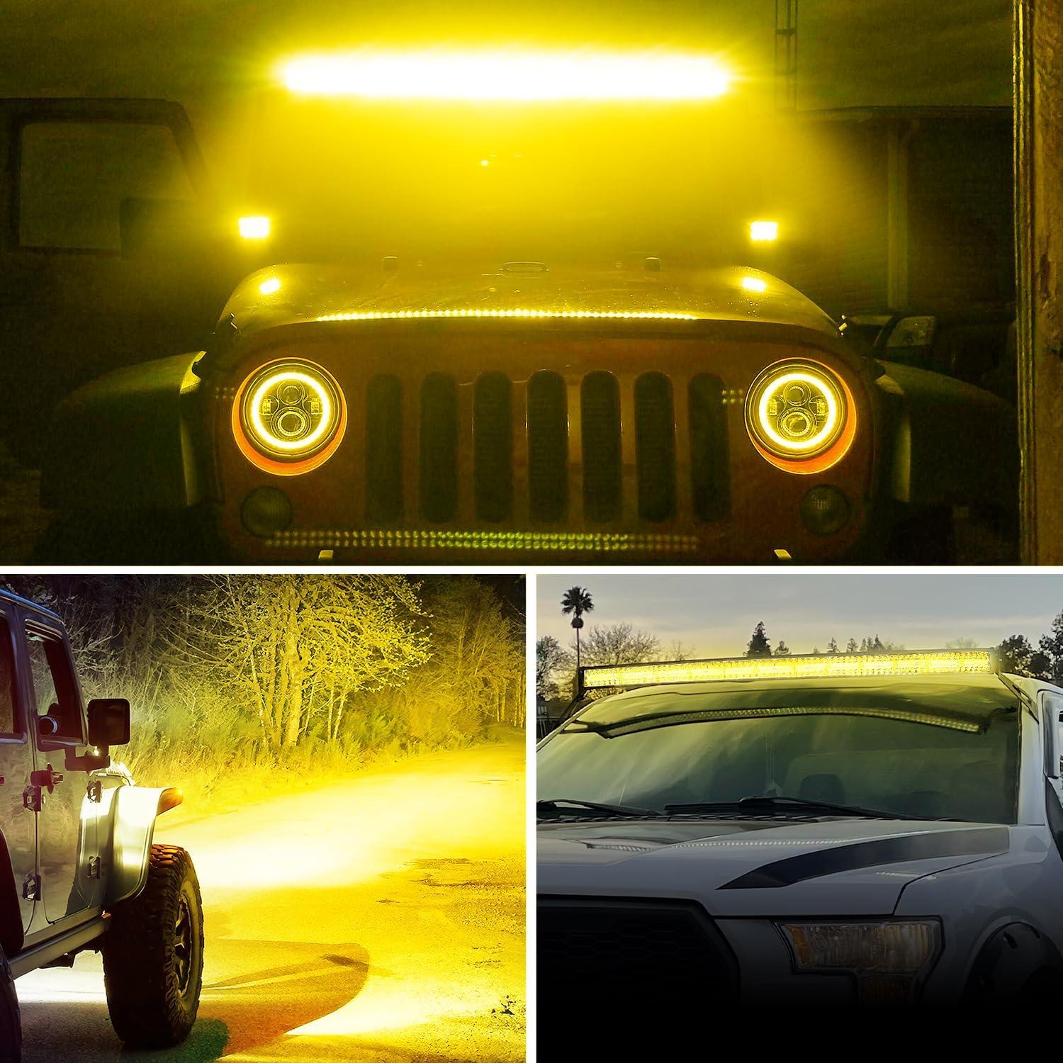 imageNilight 52 Inch LED Light Bar 783 LED Chips Curved Triple Row Fog Light Yellow Beam Spot Flood Combo High Power LED Driving Lights Off Road Lights for Trucks SUV UTV ATV Truck Van 4x4 Boatyellow beam 50 inch curved light bar