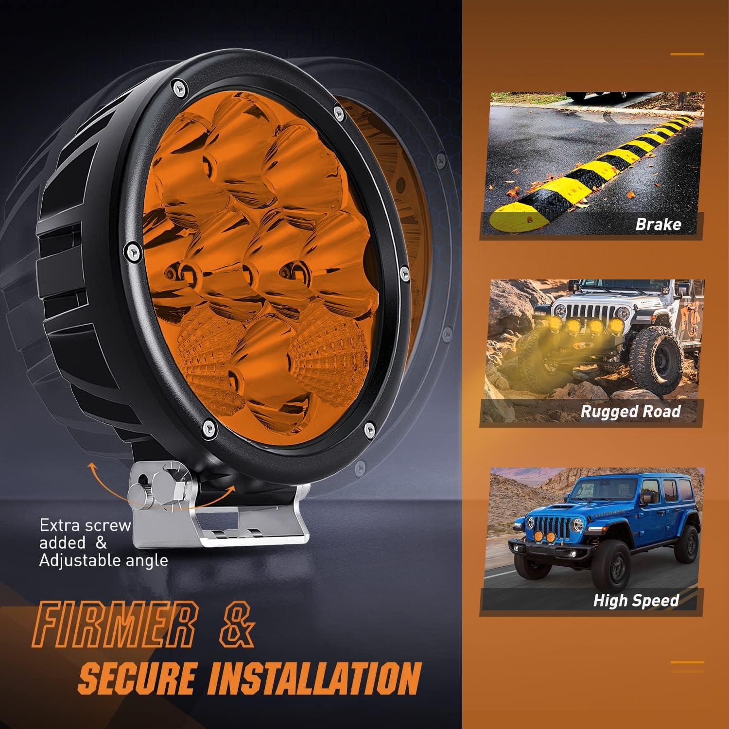 imageNilight 57 Inch Amber LED Driving Light Round 50W Yellow Fog Spot Flood Combo Lights w 16AWG DT Connector Wiring Harness IP68 for Offroad ATV UTV Truck Tractor