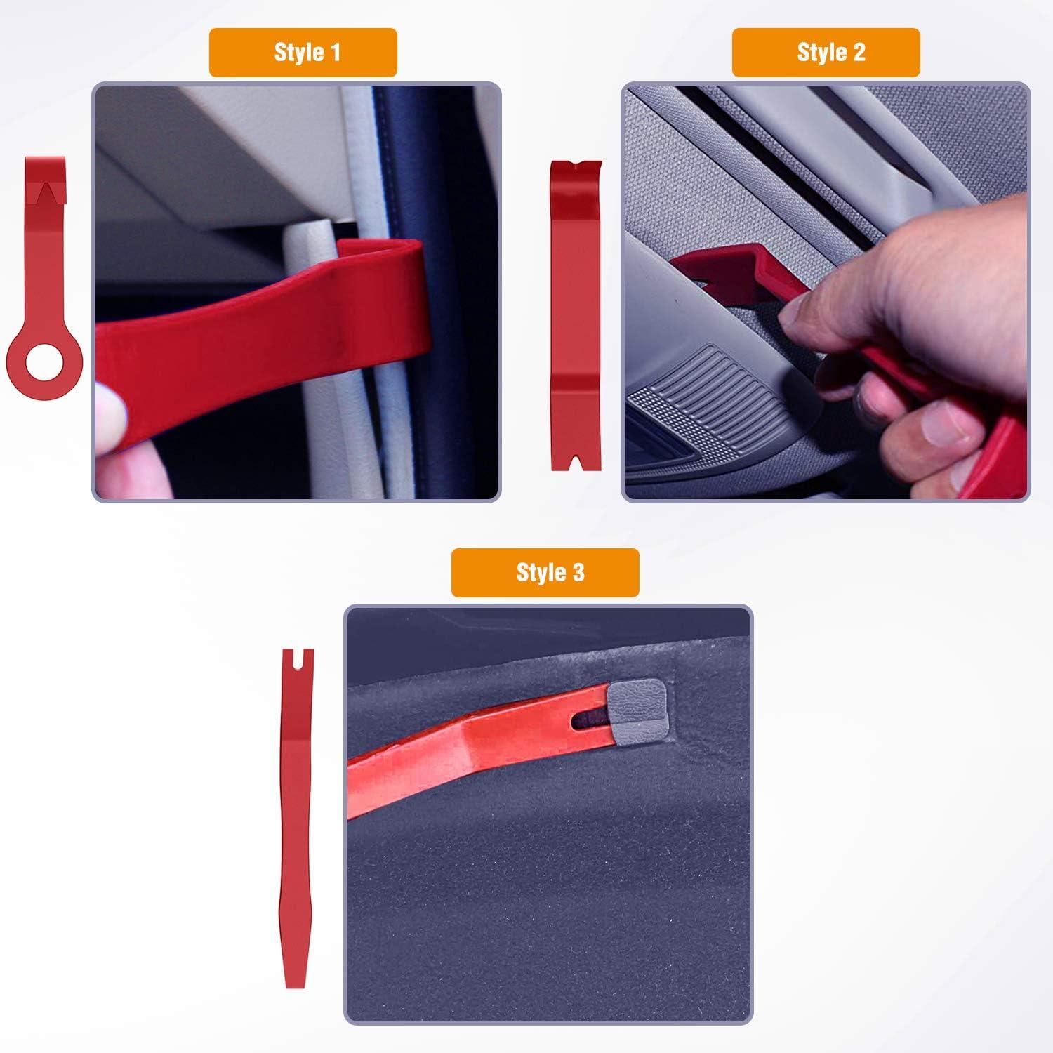 imageNilight 5PCS Auto Trim Removal Tool Set for Car Audio Dash Panel Window Molding Fastener Remover Tool KitRed
