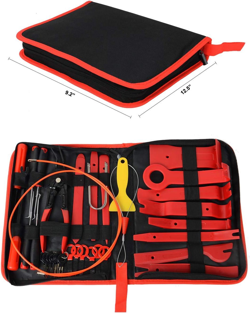 imageNilight 5PCS Auto Trim Removal Tool Set for Car Audio Dash Panel Window Molding Fastener Remover Tool KitRed