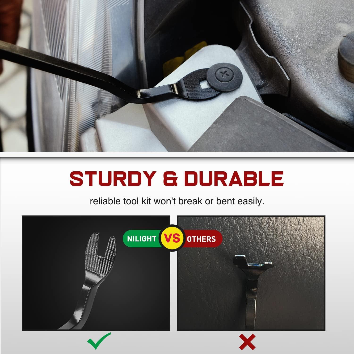 imageNilight 5PCS Auto Trim Removal Tool Set for Car Audio Dash Panel Window Molding Fastener Remover Tool KitRed