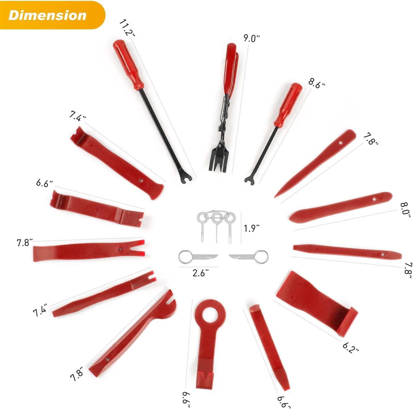 imageNilight 5PCS Auto Trim Removal Tool Set for Car Audio Dash Panel Window Molding Fastener Remover Tool KitRed