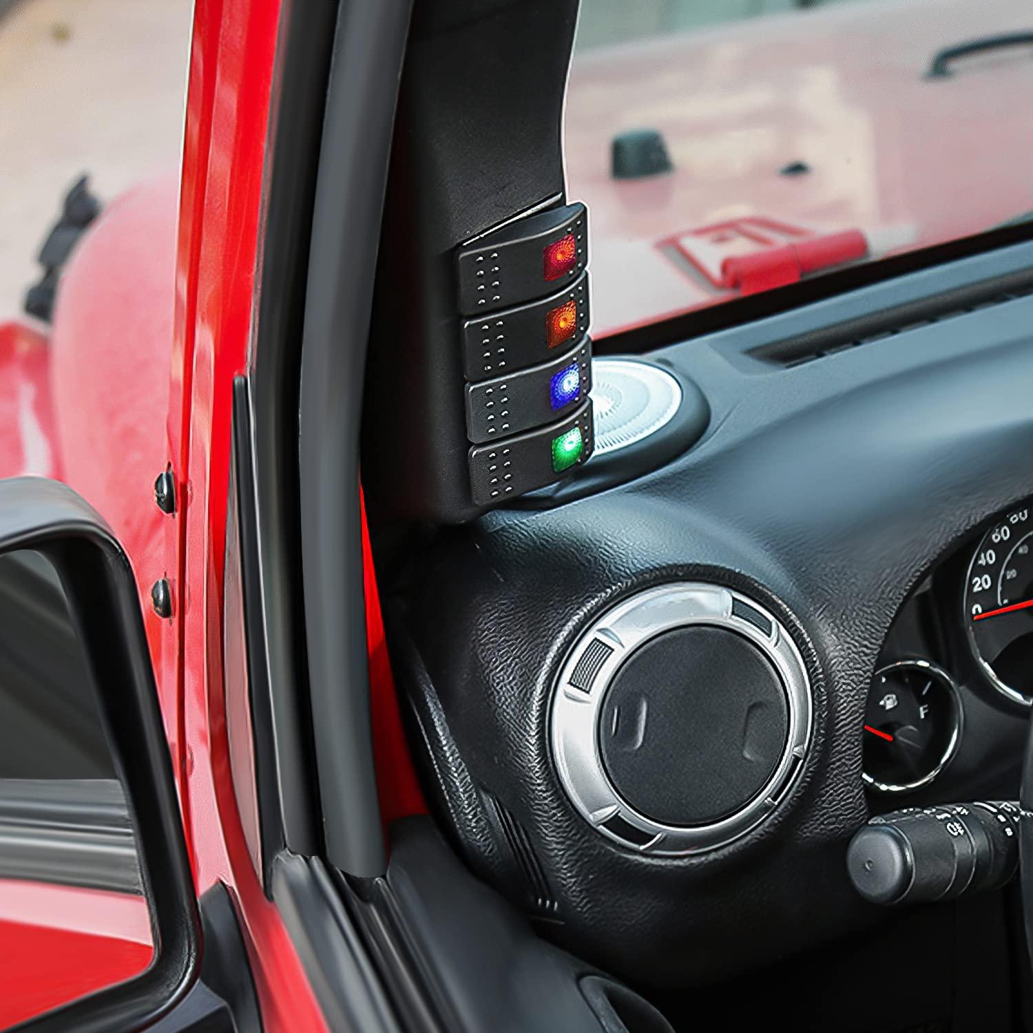 imageNilight 6 Gang Rocker Switch 12V Panel Relay Box Circuit Control System with 80A Breaker Covers and Removals for Jeep Wrangler JK JKU 20072018APillar Switch Pod