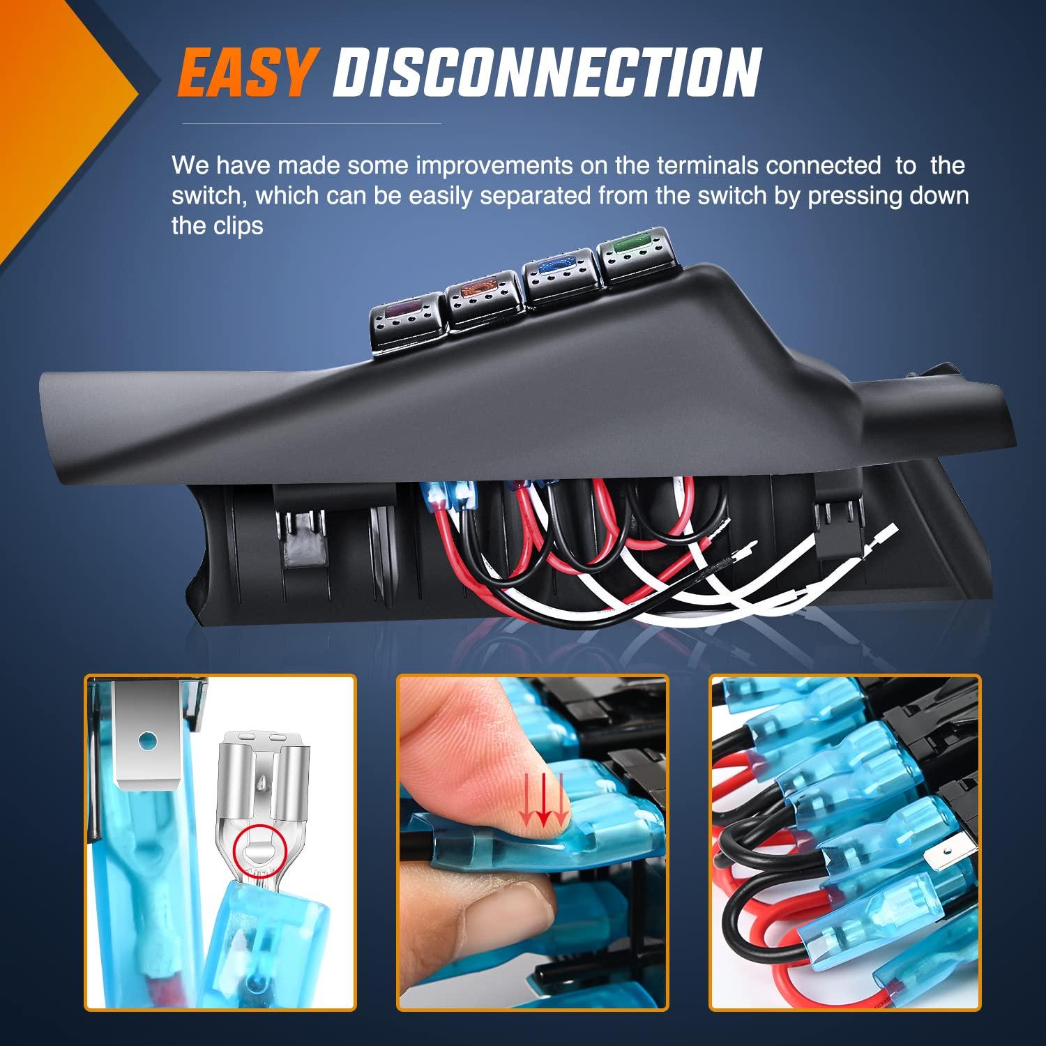 imageNilight 6 Gang Rocker Switch 12V Panel Relay Box Circuit Control System with 80A Breaker Covers and Removals for Jeep Wrangler JK JKU 20072018APillar Switch Pod