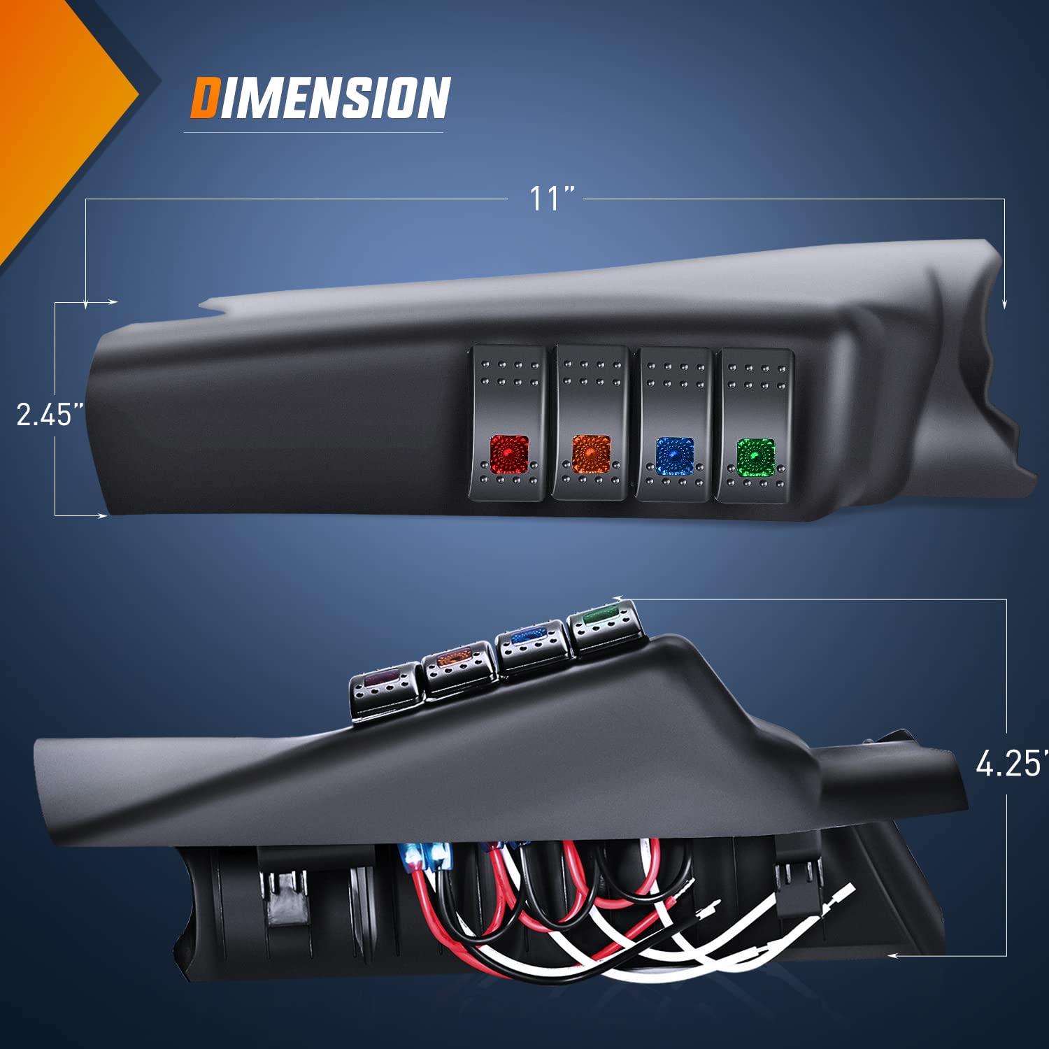 imageNilight 6 Gang Rocker Switch 12V Panel Relay Box Circuit Control System with 80A Breaker Covers and Removals for Jeep Wrangler JK JKU 20072018APillar Switch Pod