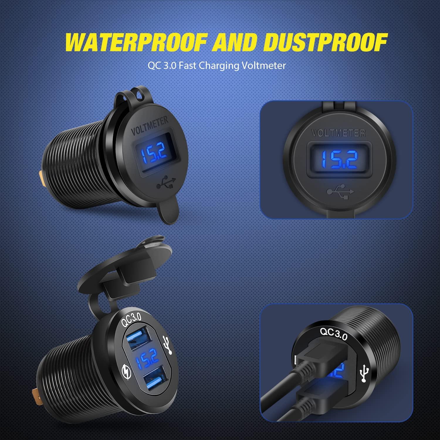 imageNilight 6 Gang Rocker Switch Box 12V SPST ON Off Switch QC 30 USB Charger Voltmeter Waterproof Aluminum Rocker Switch Panel Night Glow Stickers for Boats Cars RVs Trucks 2 Years WarrantyBlueDual USB 6Gang Switch Blue