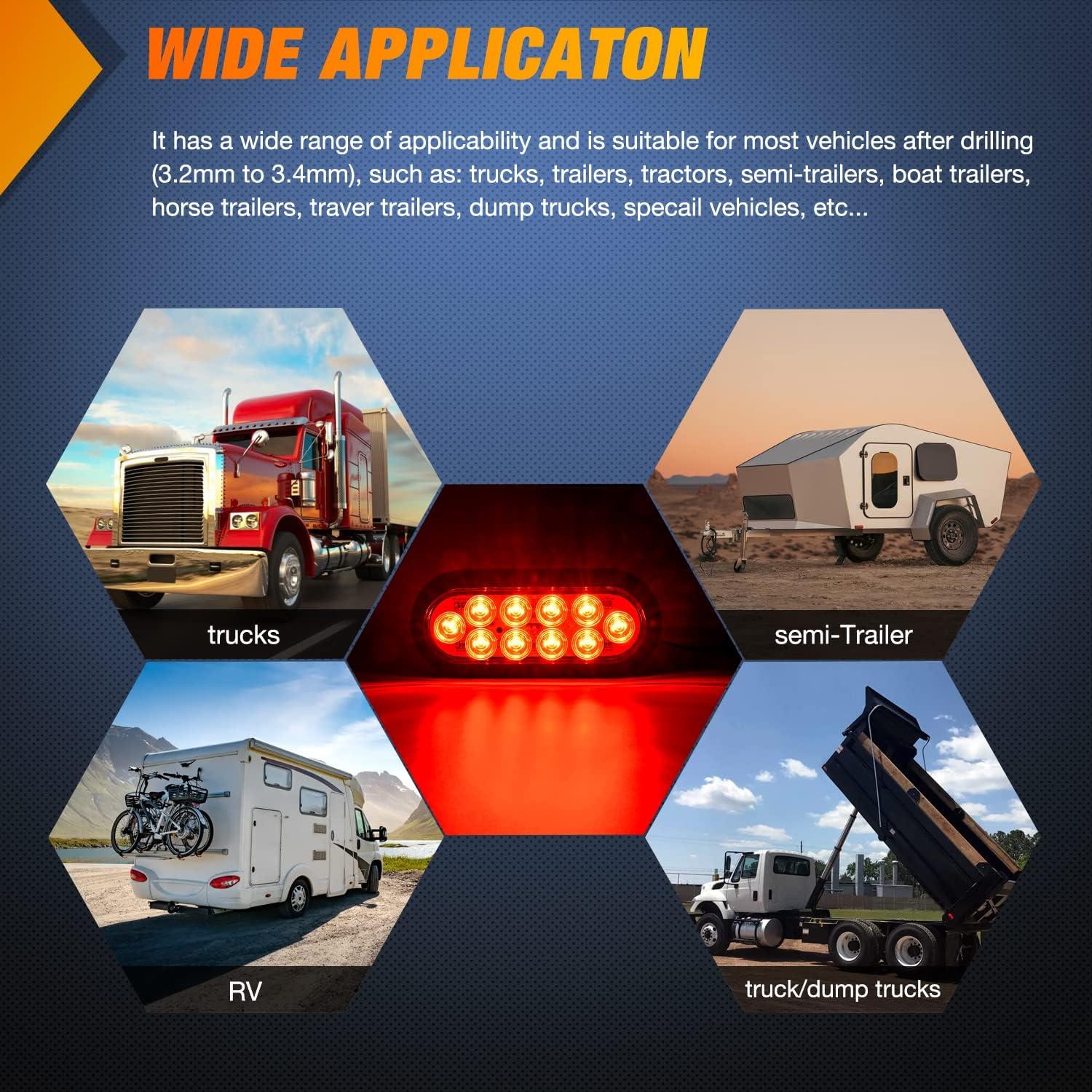 imageNilight 6 Inch Oval Red LED Trailer Tail Light Surface Mount 2PCS 10 LEDs Waterproof Stop Brake Turn Trailers Lights for Truck RV Boat Bus Lorry Camper Van CaravanRedWhite Lights Screws 6Pcs