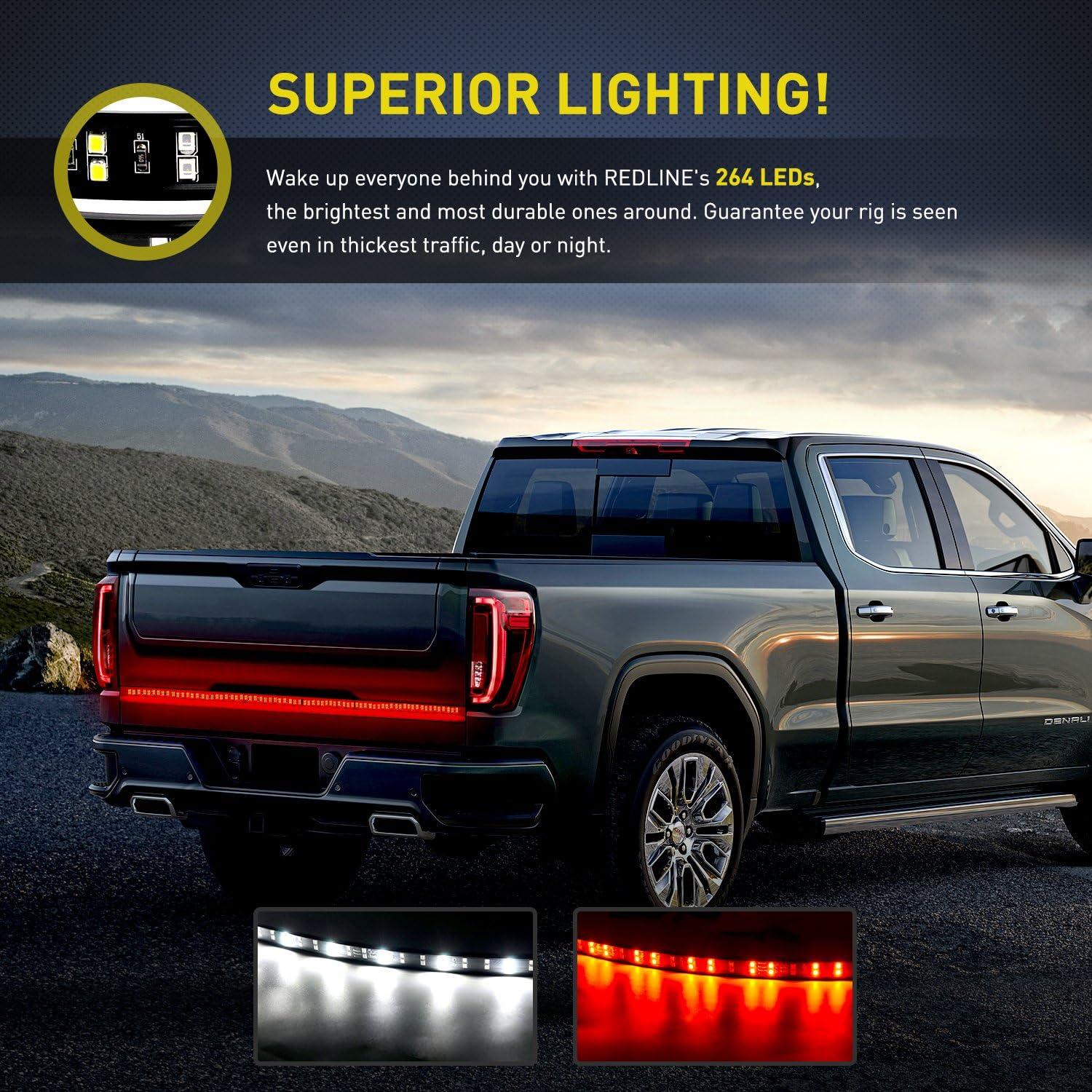 imageNilight 60 Inch Truck Tailgate Light Bar Double Row LED Flexible Strip Red Running Brake Turn Signal White Reverse Back Up Lighting Modes for Pick Up Truck SUV