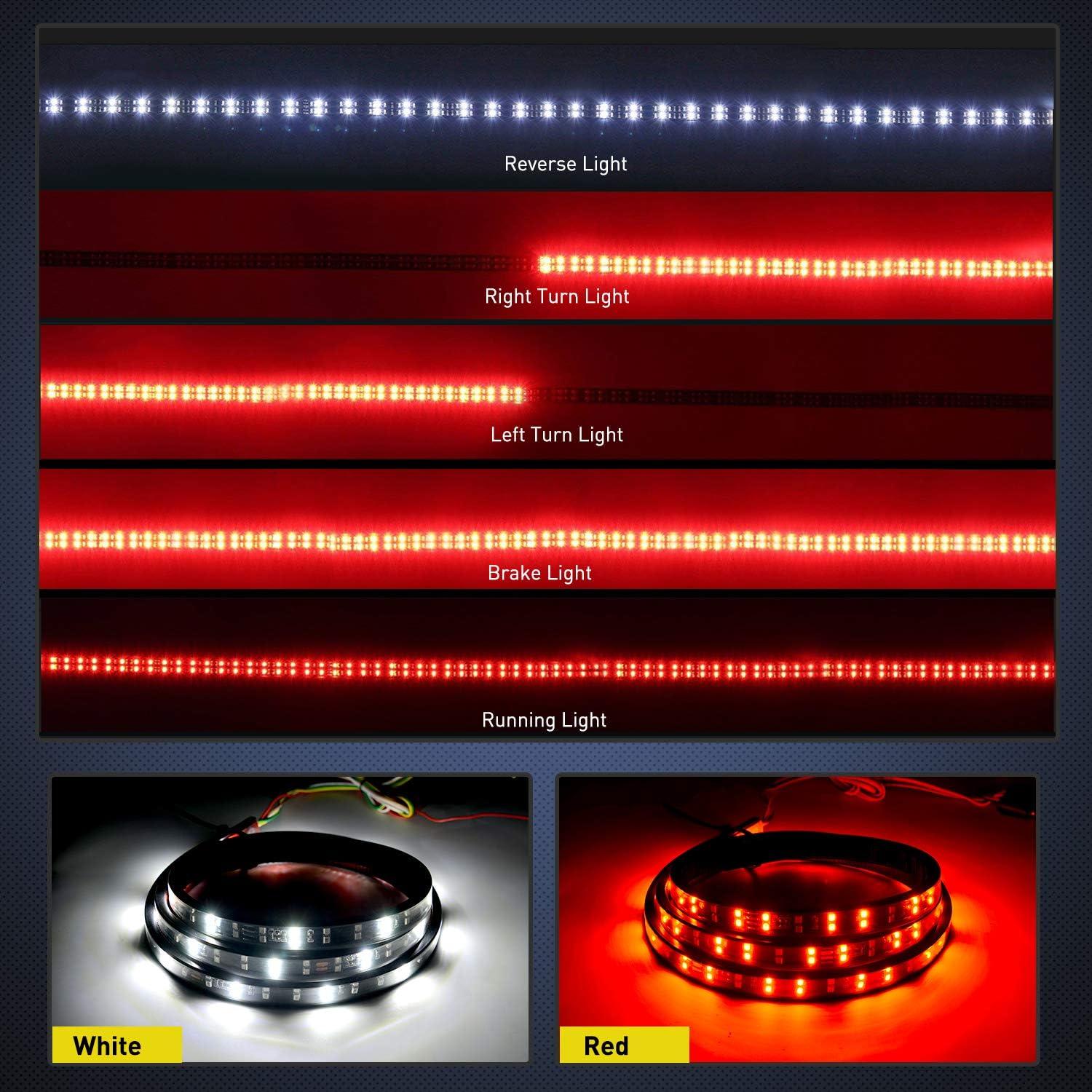 imageNilight 60 Inch Truck Tailgate Light Bar Double Row LED Flexible Strip Red Running Brake Turn Signal White Reverse Back Up Lighting Modes for Pick Up Truck SUV