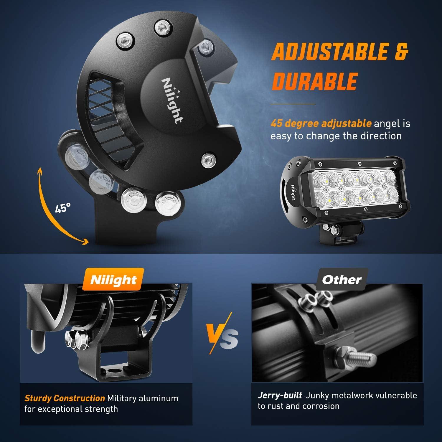 imageNilight 60002FB 36W 65Inch Flood LED Light Bar  OffRoad Driving Fog Light for Boats Trucks  2PCS Super Bright 2 Years WarrantyClear