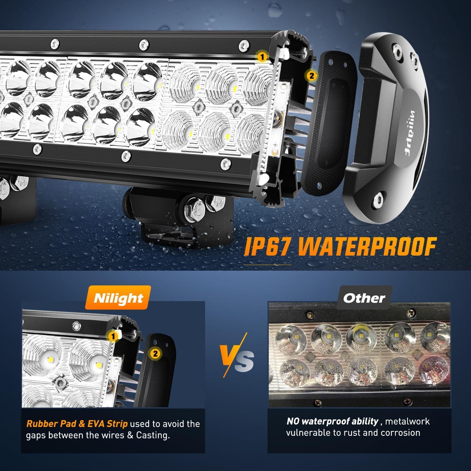 imageNilight 60004CA 17quot 108W LED Light Bar Spot Flood Combo Beam IP67 Waterproof Adjustable Mounting Bracket