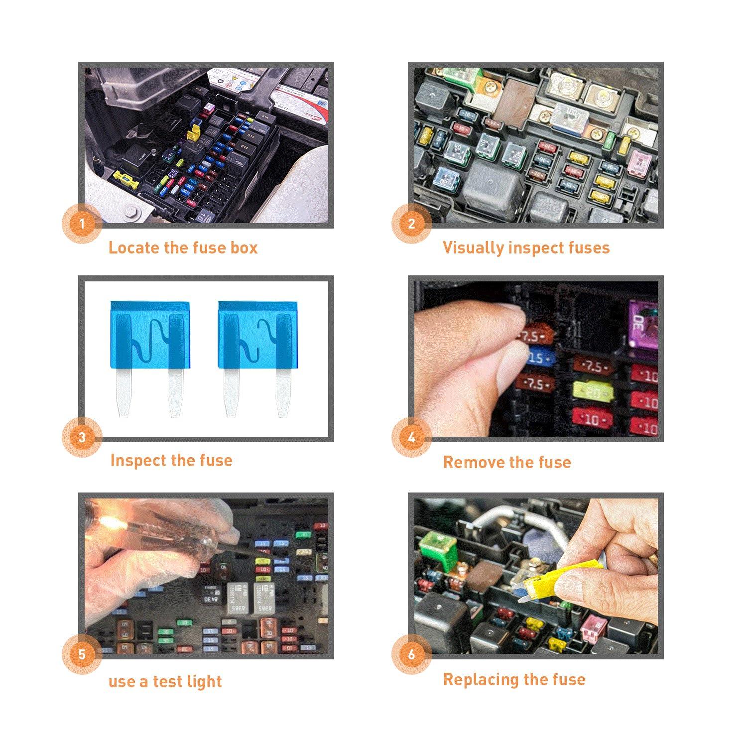 imageNilight 60PCS Micro3 Fuse ATL Blade Assortment Kit 3 Prong Micro Blade Car Fuses Replacement 5A 75A 10A 15A with Puller Tool for Cars Trucks SUVs RVs120Pcs Mini ATMAPM Fuses