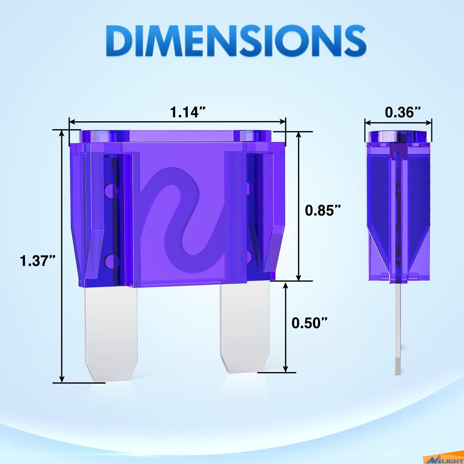 imageNilight 60PCS Micro3 Fuse ATL Blade Assortment Kit 3 Prong Micro Blade Car Fuses Replacement 5A 75A 10A 15A with Puller Tool for Cars Trucks SUVs RVs32Pcs Maxi APX Fuses