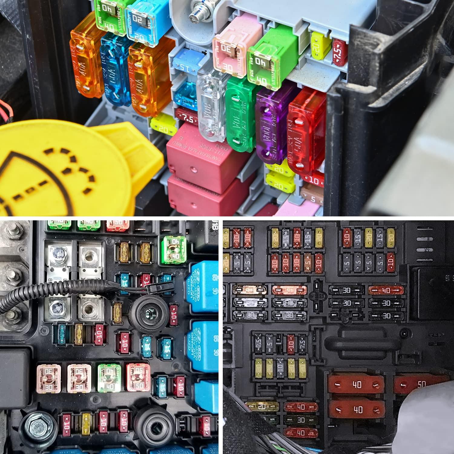 imageNilight 60PCS Micro3 Fuse ATL Blade Assortment Kit 3 Prong Micro Blade Car Fuses Replacement 5A 75A 10A 15A with Puller Tool for Cars Trucks SUVs RVs32Pcs Maxi APX Fuses