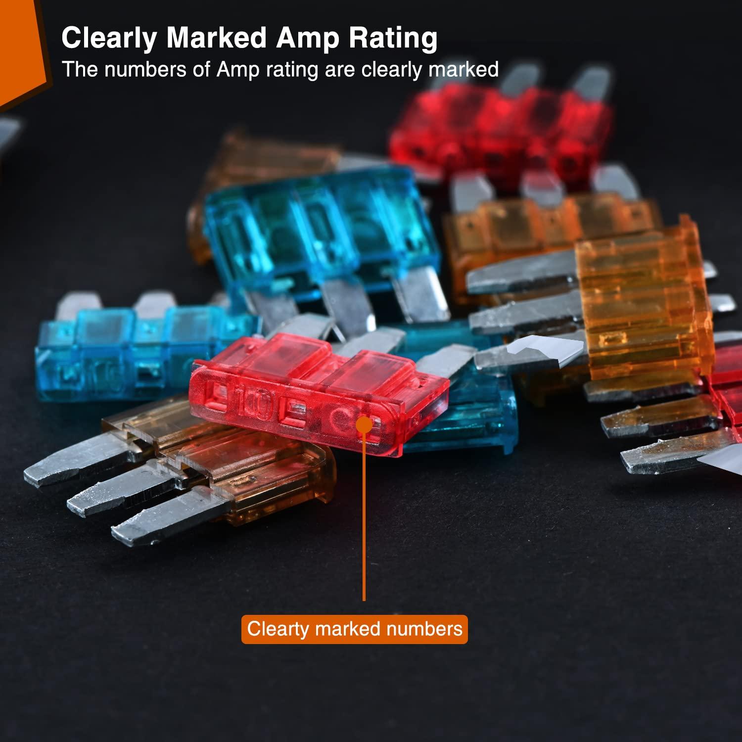 imageNilight 60PCS Micro3 Fuse ATL Blade Assortment Kit 3 Prong Micro Blade Car Fuses Replacement 5A 75A 10A 15A with Puller Tool for Cars Trucks SUVs RVs60Pcs Micro3 ATL Fuses