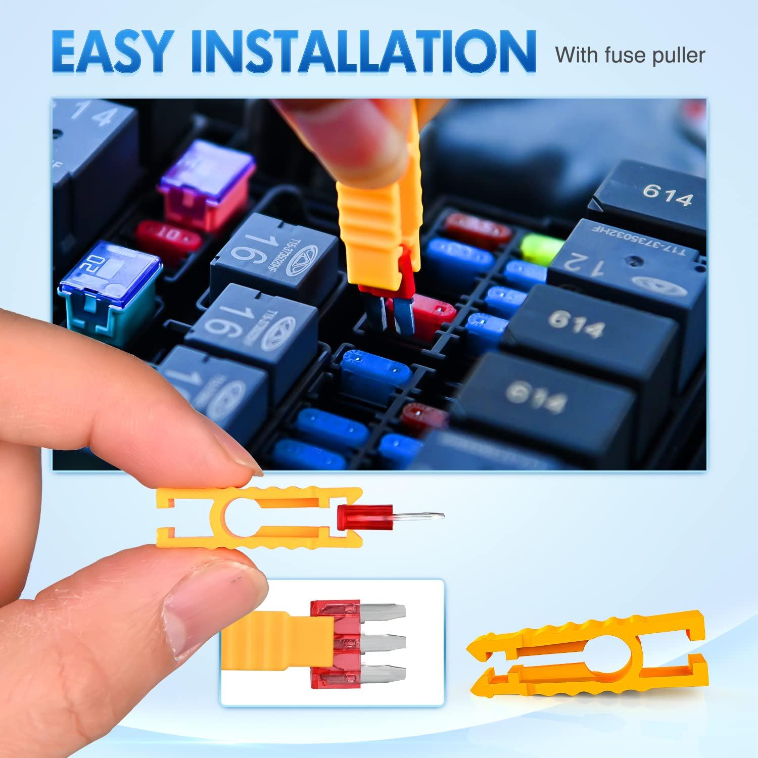 imageNilight 60PCS Micro3 Fuse ATL Blade Assortment Kit 3 Prong Micro Blade Car Fuses Replacement 5A 75A 10A 15A with Puller Tool for Cars Trucks SUVs RVs60Pcs Micro3 ATL Fuses
