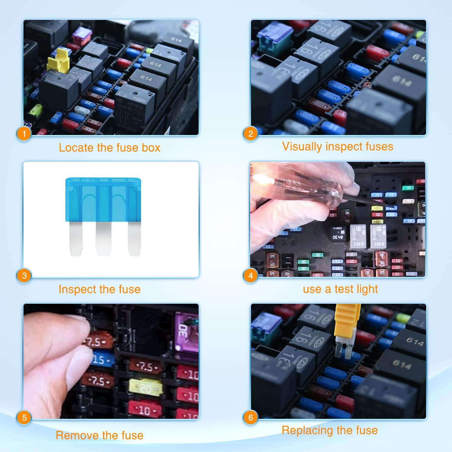 imageNilight 60PCS Micro3 Fuse ATL Blade Assortment Kit 3 Prong Micro Blade Car Fuses Replacement 5A 75A 10A 15A with Puller Tool for Cars Trucks SUVs RVs60Pcs Micro3 ATL Fuses