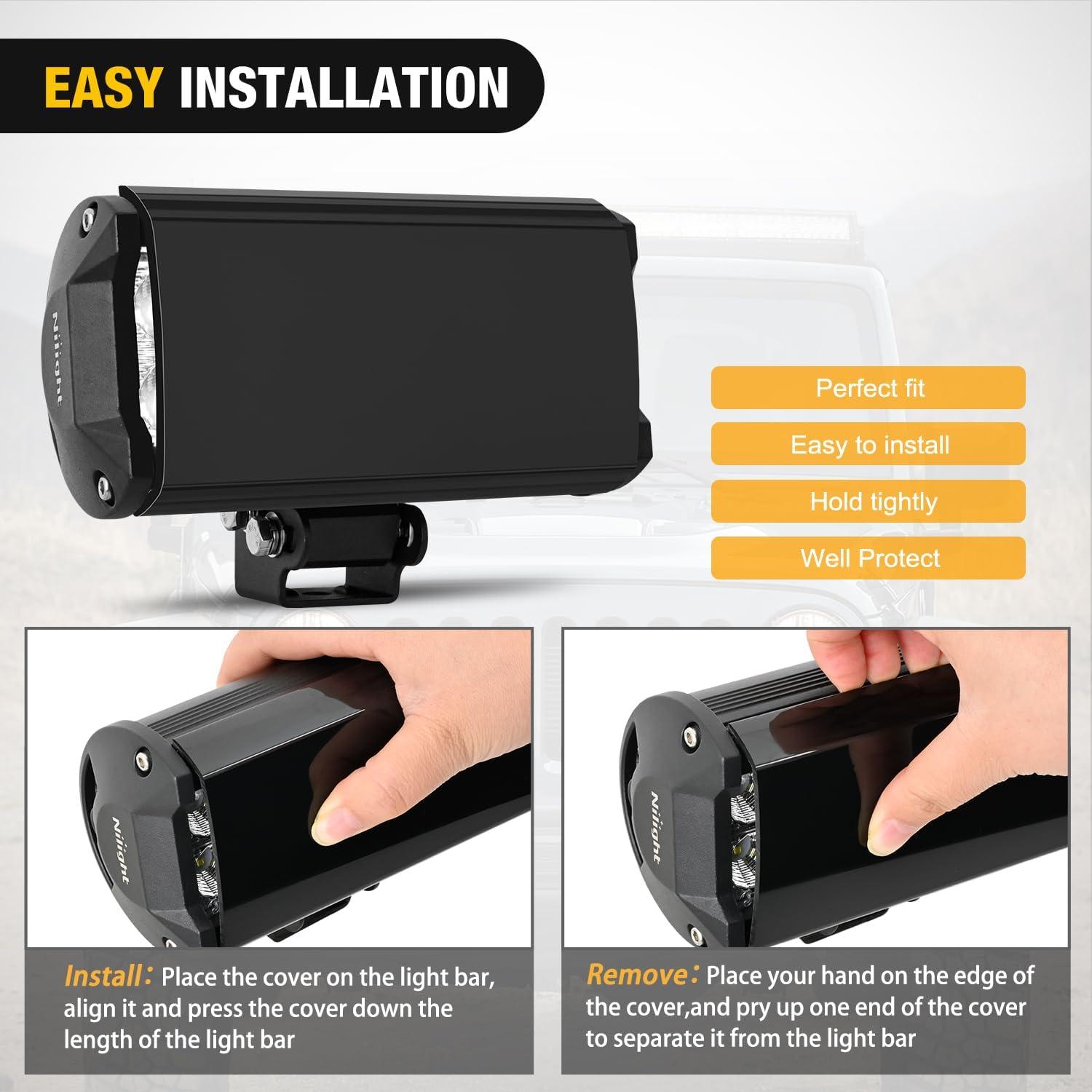 imageNilight 65 Inch LED Light Bar Cover 2 PCS Black Protective Covers Durable Polycarbonate Lens Waterproof Dustproof ScratchProof for DoubleRow Lights Off Road Driving Lighting