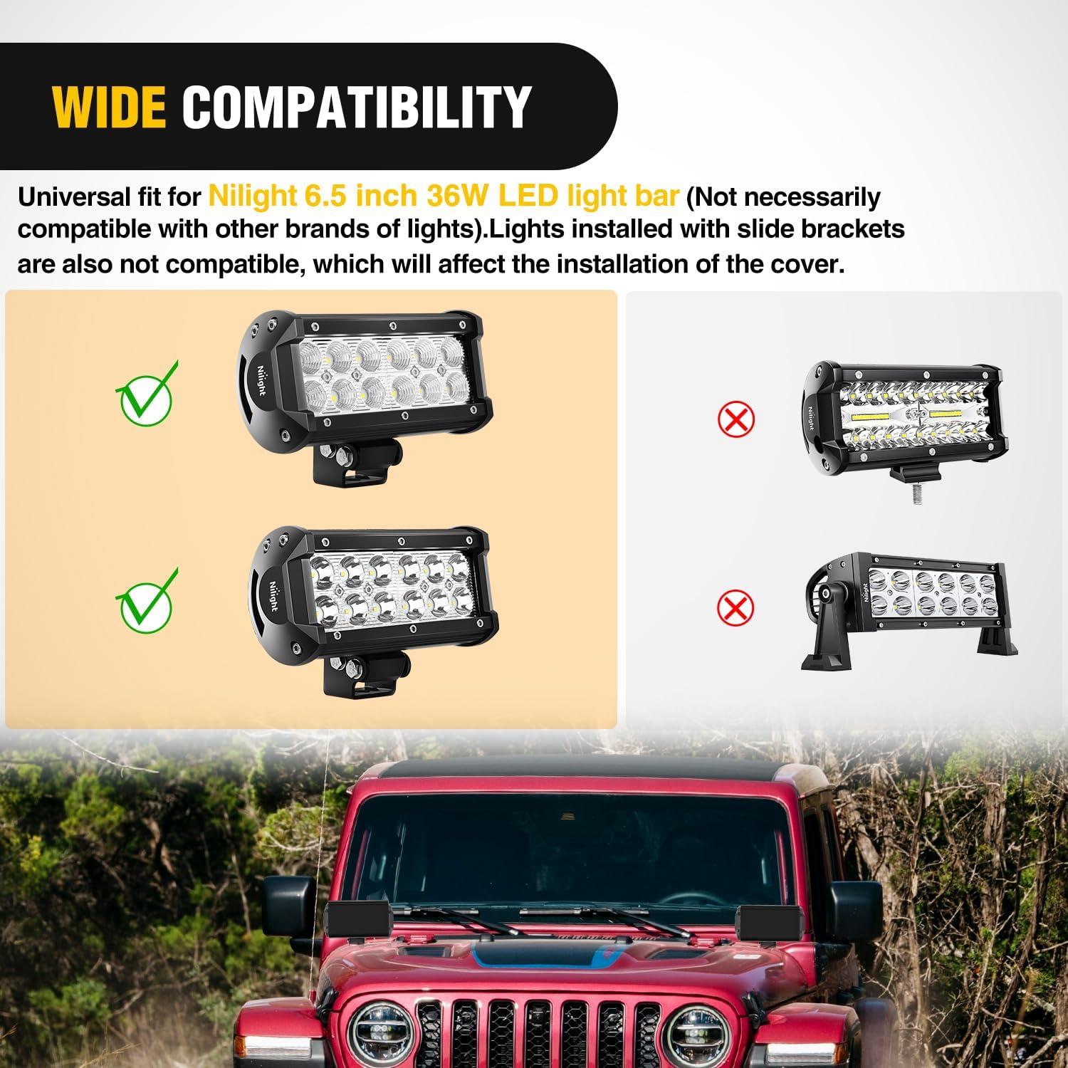 imageNilight 65 Inch LED Light Bar Cover 2 PCS Black Protective Covers Durable Polycarbonate Lens Waterproof Dustproof ScratchProof for DoubleRow Lights Off Road Driving Lighting