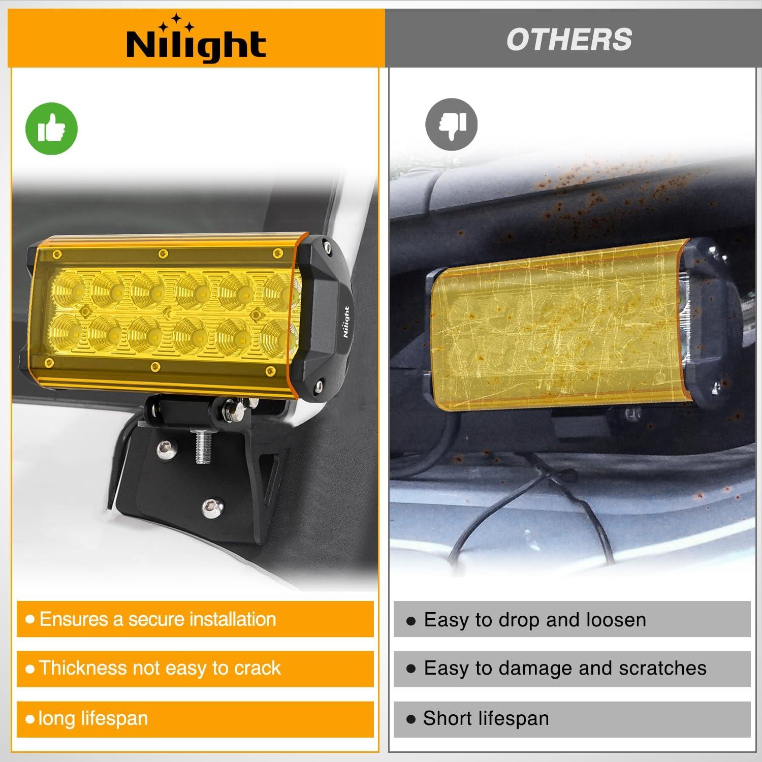 imageNilight 65 Inch LED Light Bar Cover 2 PCS Yellow Protective Covers Durable Polycarbonate Lens Waterproof Dustproof ScratchProof for DoubleRow Lights Off Road Driving Lighting