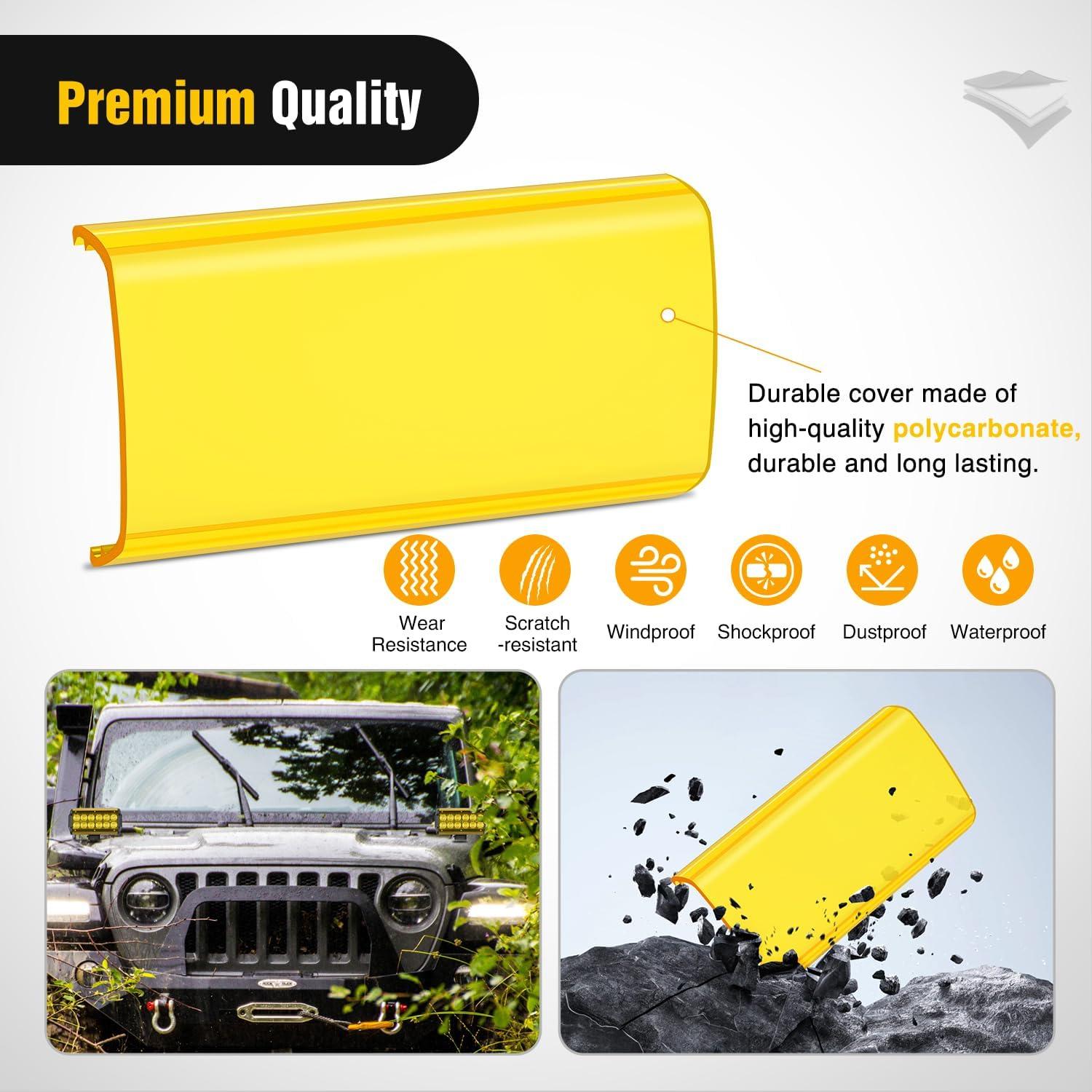imageNilight 65 Inch LED Light Bar Cover 2 PCS Yellow Protective Covers Durable Polycarbonate Lens Waterproof Dustproof ScratchProof for DoubleRow Lights Off Road Driving Lighting