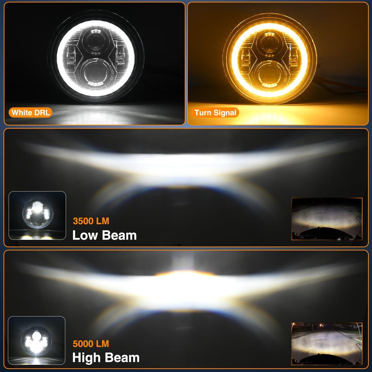 imageNilight 7 Inch Motorcycle LED Headlight 45quot Fog Lights Halo Turn Signal DOT Compatible with Harley Davidson Electra Street Glide Fat Boy Road King Heritage Softail CVO Black7Inch Headlight DRL45Inch Fog Lights Black