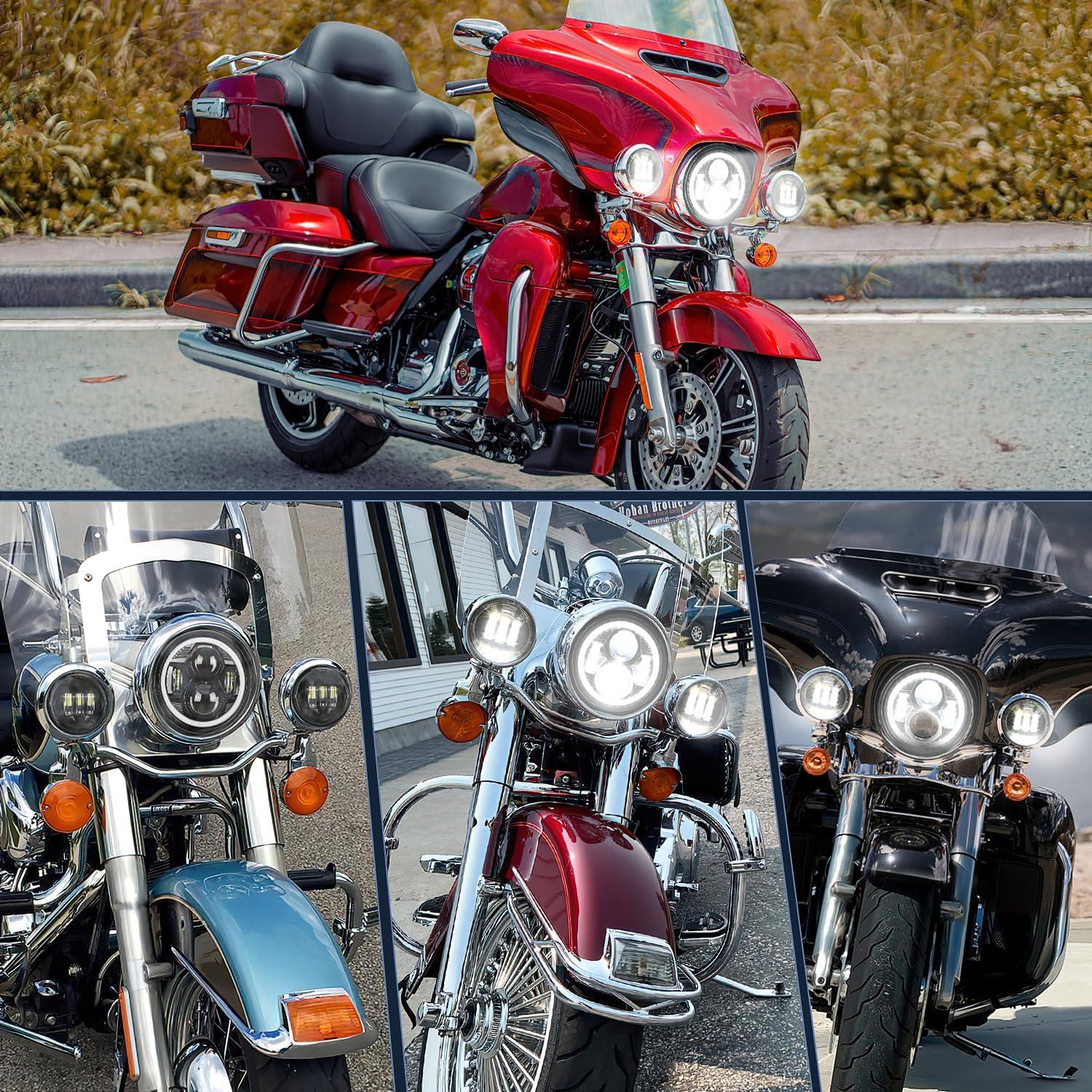 imageNilight 7 Inch Motorcycle LED Headlight 45quot Fog Lights Halo Turn Signal DOT Compatible with Harley Davidson Electra Street Glide Fat Boy Road King Heritage Softail CVO Black7Inch Headlight DRL45Inch Fog Lights Black