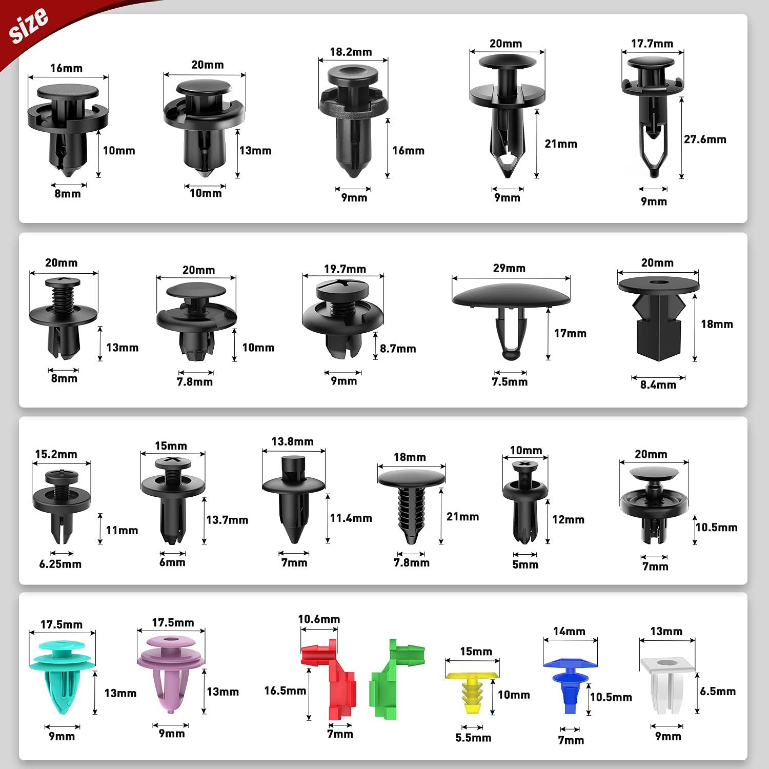 imageNilight 725Pcs Car Push Retainer Clips ampamp Auto Fasteners Assortment 23 Most Popular Sizes Nylon Bumper Fender Rivets with 10 Cable Ties and Fasteners Remover for Toyota GM Ford Honda Chevy680Pcs Clips  Remover