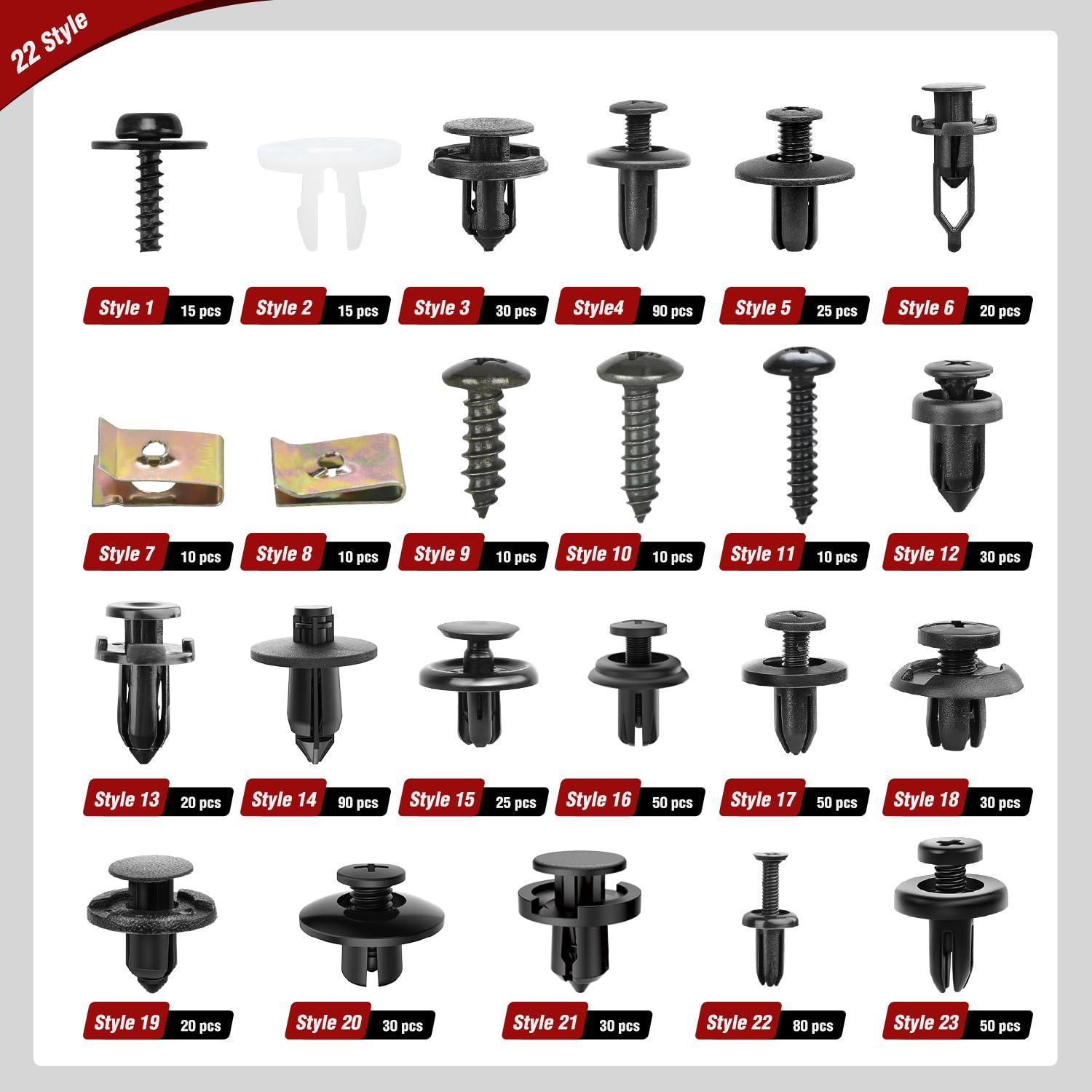 imageNilight 725Pcs Car Push Retainer Clips ampamp Auto Fasteners Assortment 23 Most Popular Sizes Nylon Bumper Fender Rivets with 10 Cable Ties and Fasteners Remover for Toyota GM Ford Honda Chevy795Pcs
