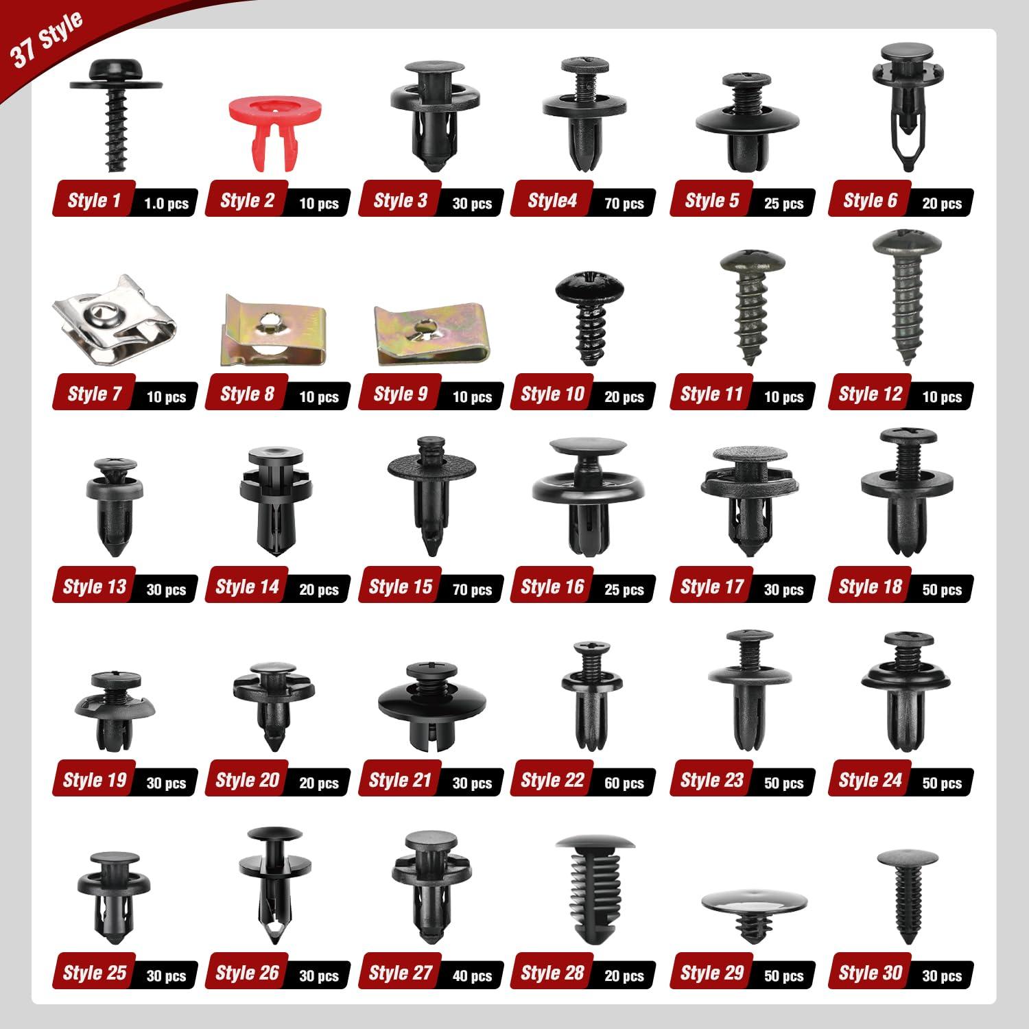 imageNilight 725Pcs Car Push Retainer Clips ampamp Auto Fasteners Assortment 23 Most Popular Sizes Nylon Bumper Fender Rivets with 10 Cable Ties and Fasteners Remover for Toyota GM Ford Honda Chevy941Pcs