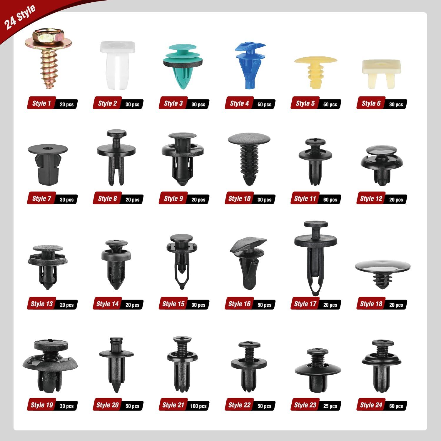 imageNilight 725Pcs Car Push Retainer Clips ampamp Auto Fasteners Assortment 23 Most Popular Sizes Nylon Bumper Fender Rivets with 10 Cable Ties and Fasteners Remover for Toyota GM Ford Honda Chevy900Pcs