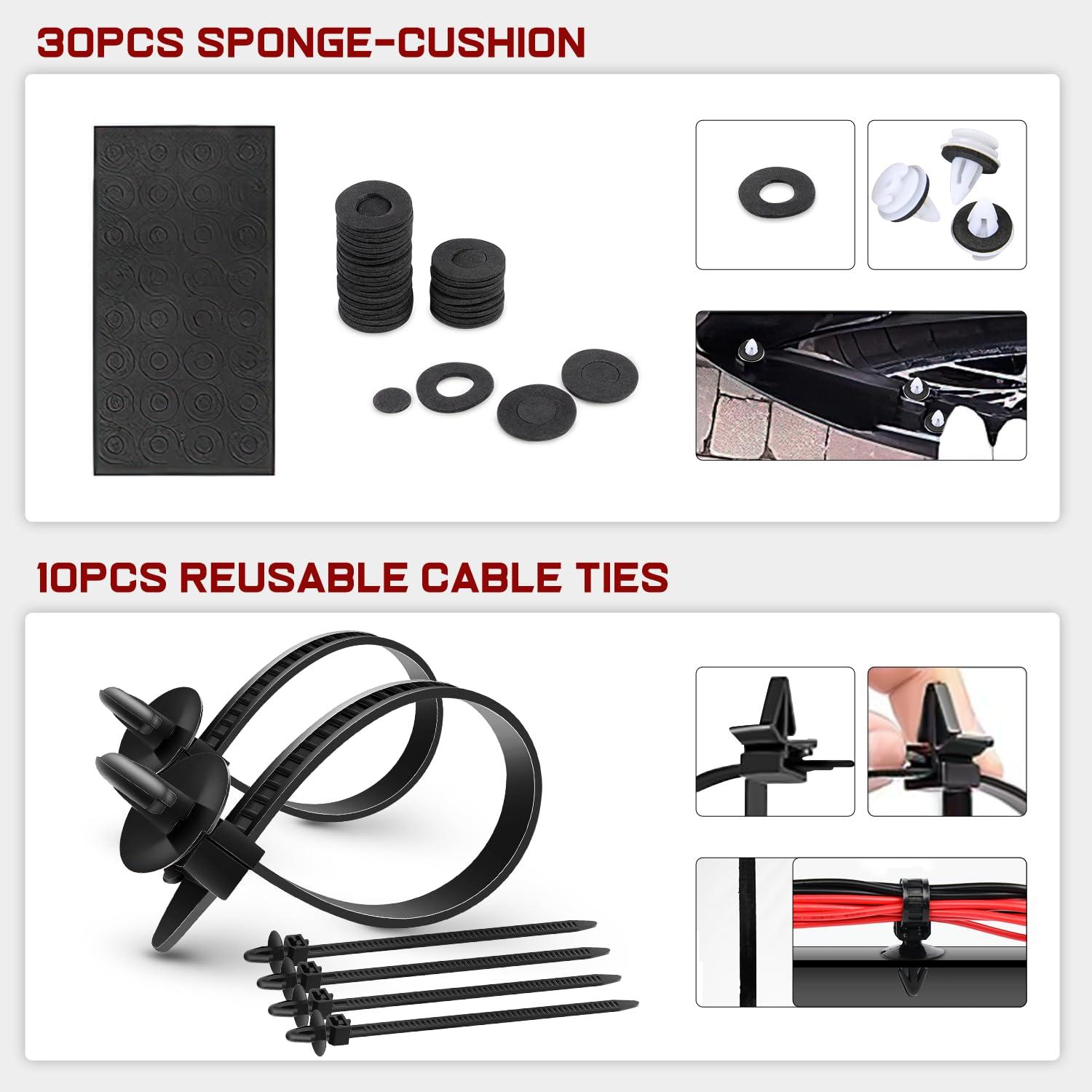 imageNilight 725Pcs Car Push Retainer Clips ampamp Auto Fasteners Assortment 23 Most Popular Sizes Nylon Bumper Fender Rivets with 10 Cable Ties and Fasteners Remover for Toyota GM Ford Honda Chevy1390Pcs