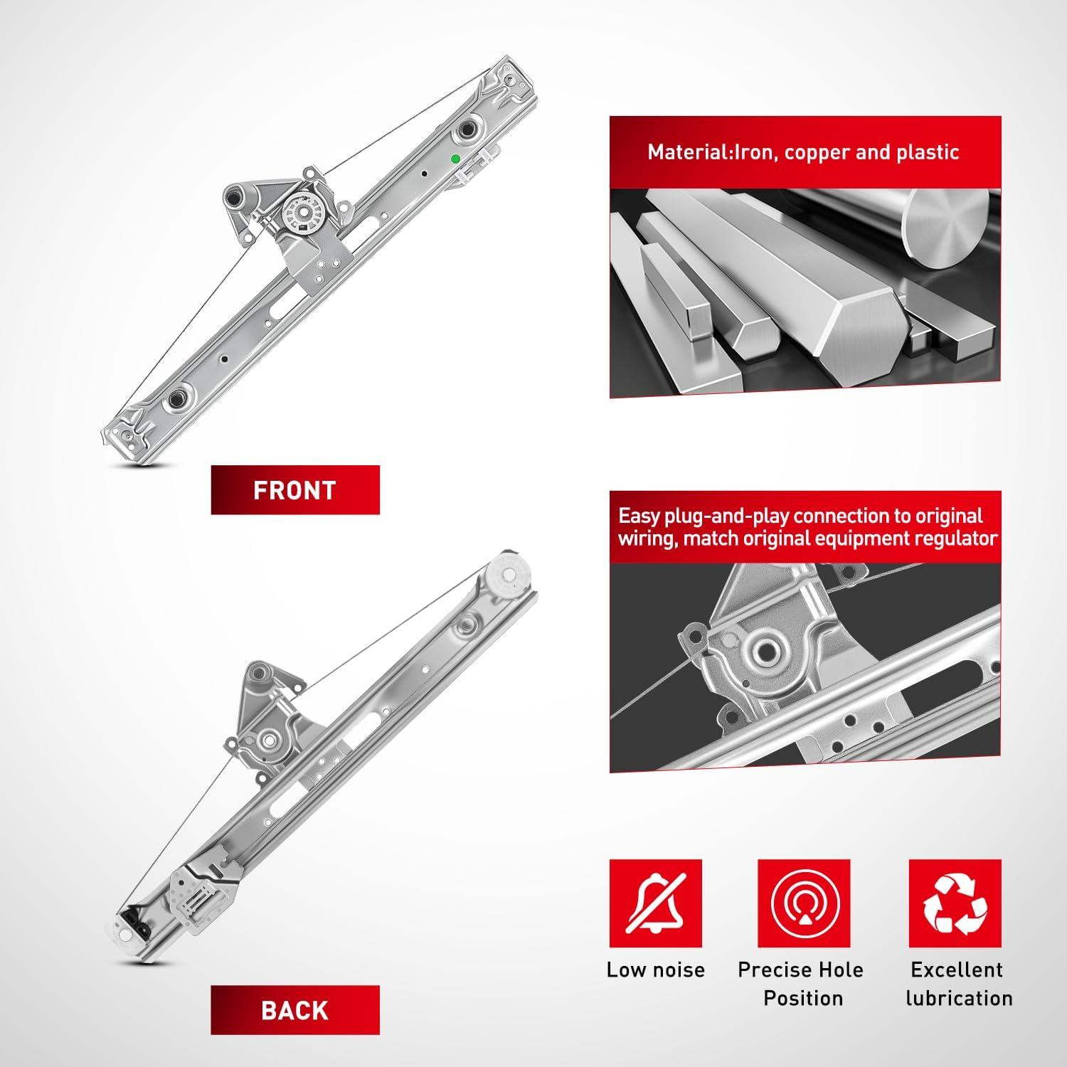 imageNilight 740480 Rear Driver Side Window Regulator Compatible with 19992005 BMW E46 323i 328i 325i 325xi 330i 330xi SedanWagon OnlyOE Replacement