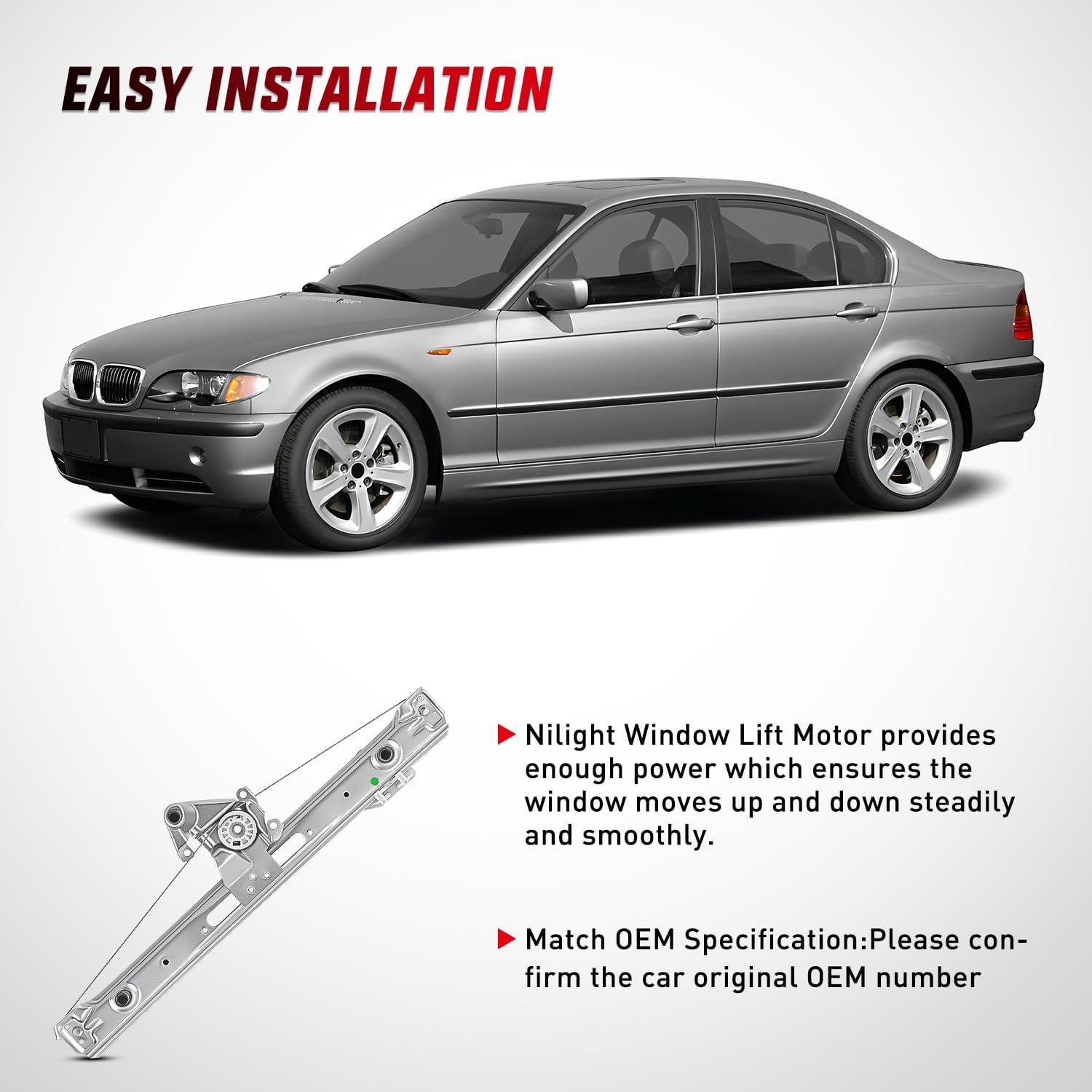 imageNilight 740480 Rear Driver Side Window Regulator Compatible with 19992005 BMW E46 323i 328i 325i 325xi 330i 330xi SedanWagon OnlyOE Replacement